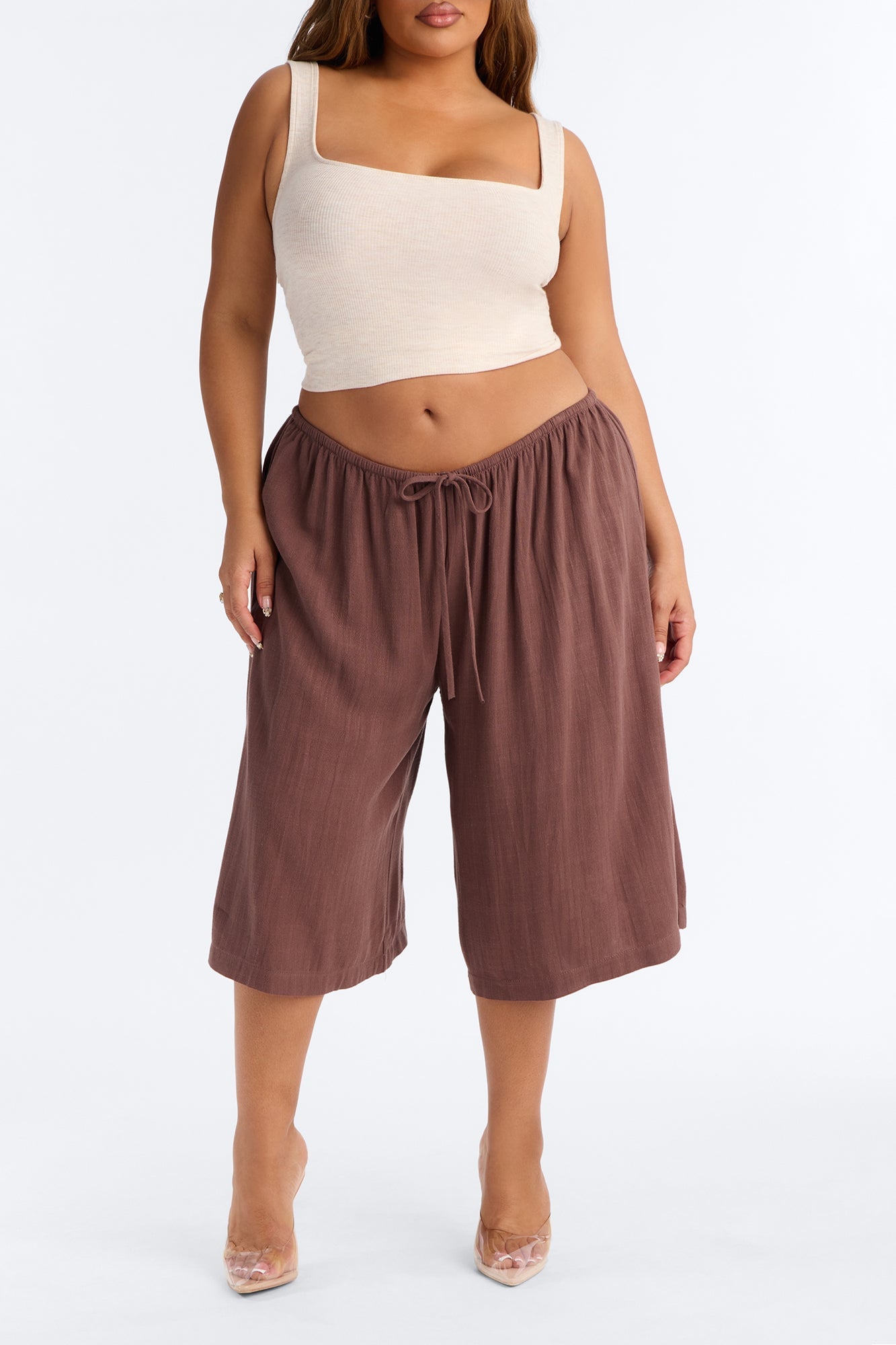 Avery Low Rise Linen Bermuda Short - Brown image 2