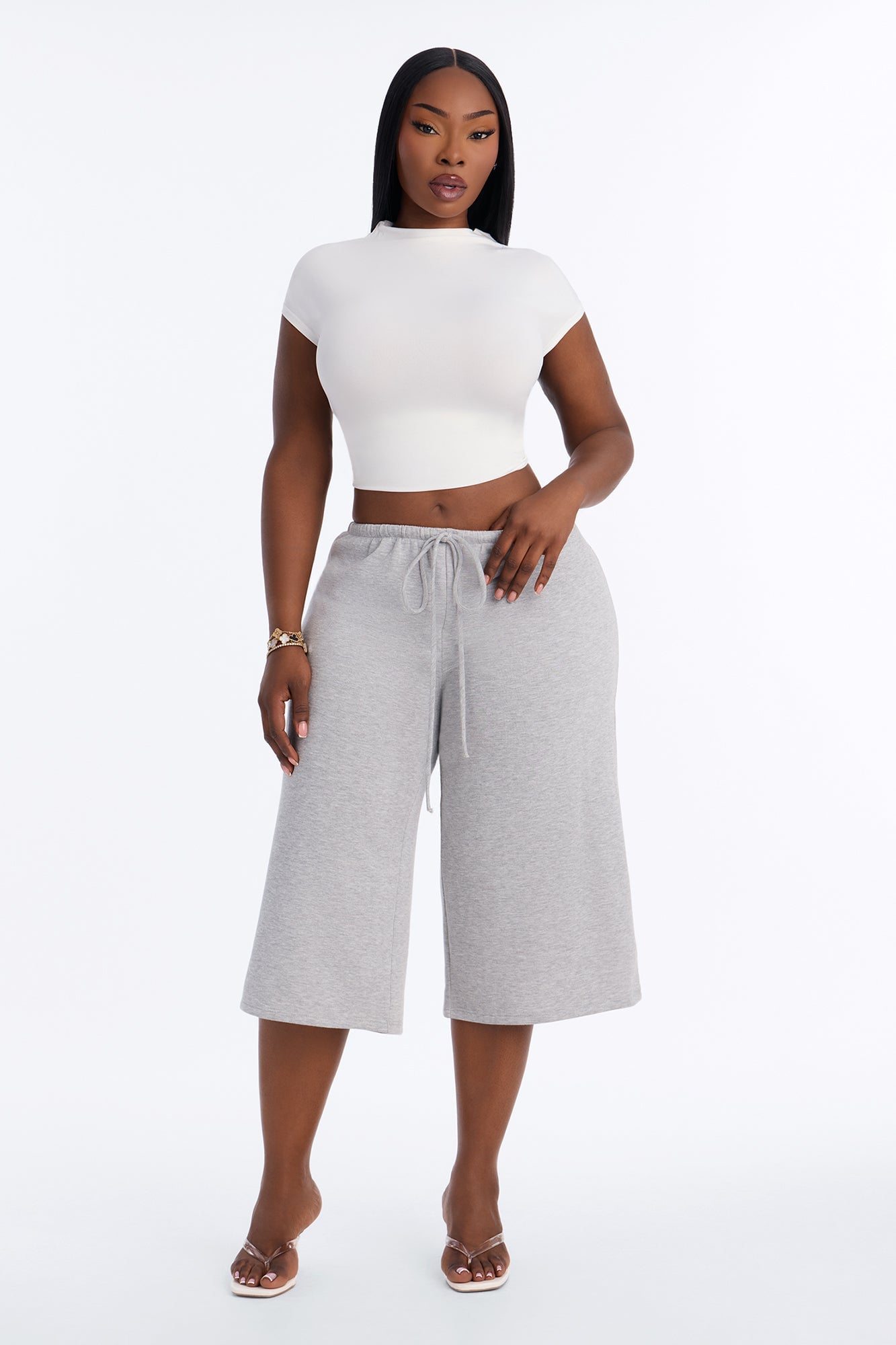 Reese French Terry Long Lounge Short - Heather Grey image 2