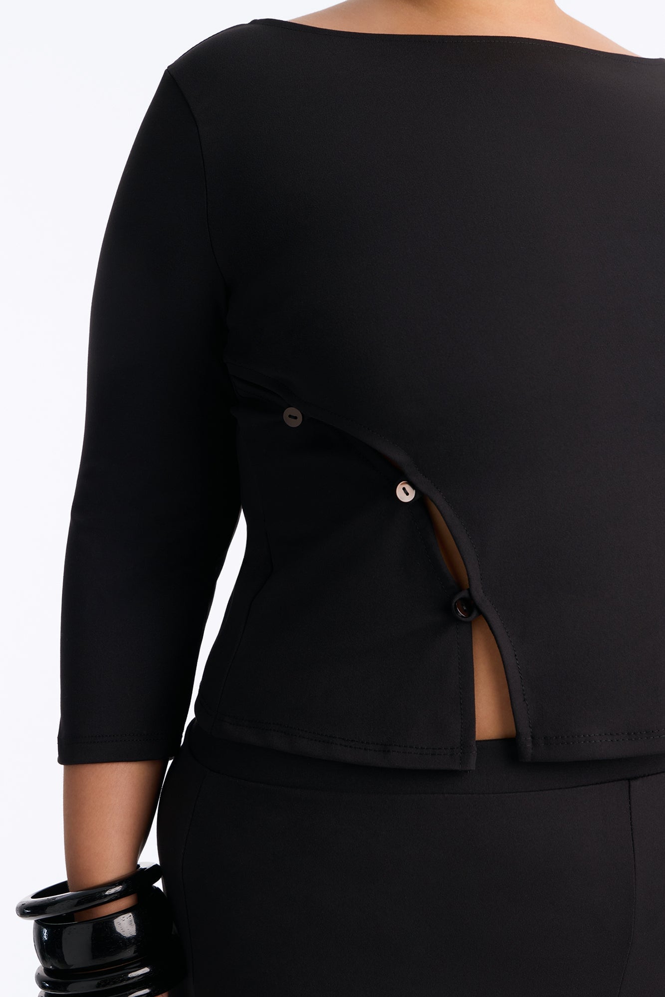 Maria Boat Neck Capri Set - Black image 3