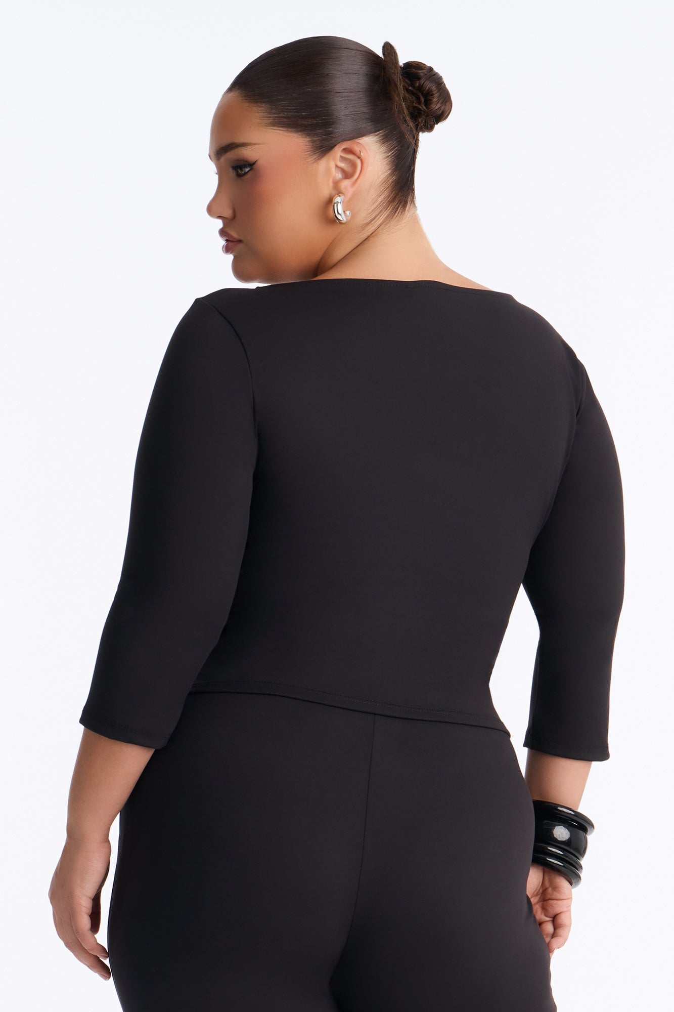 Maria Boat Neck Capri Set - Black image 4