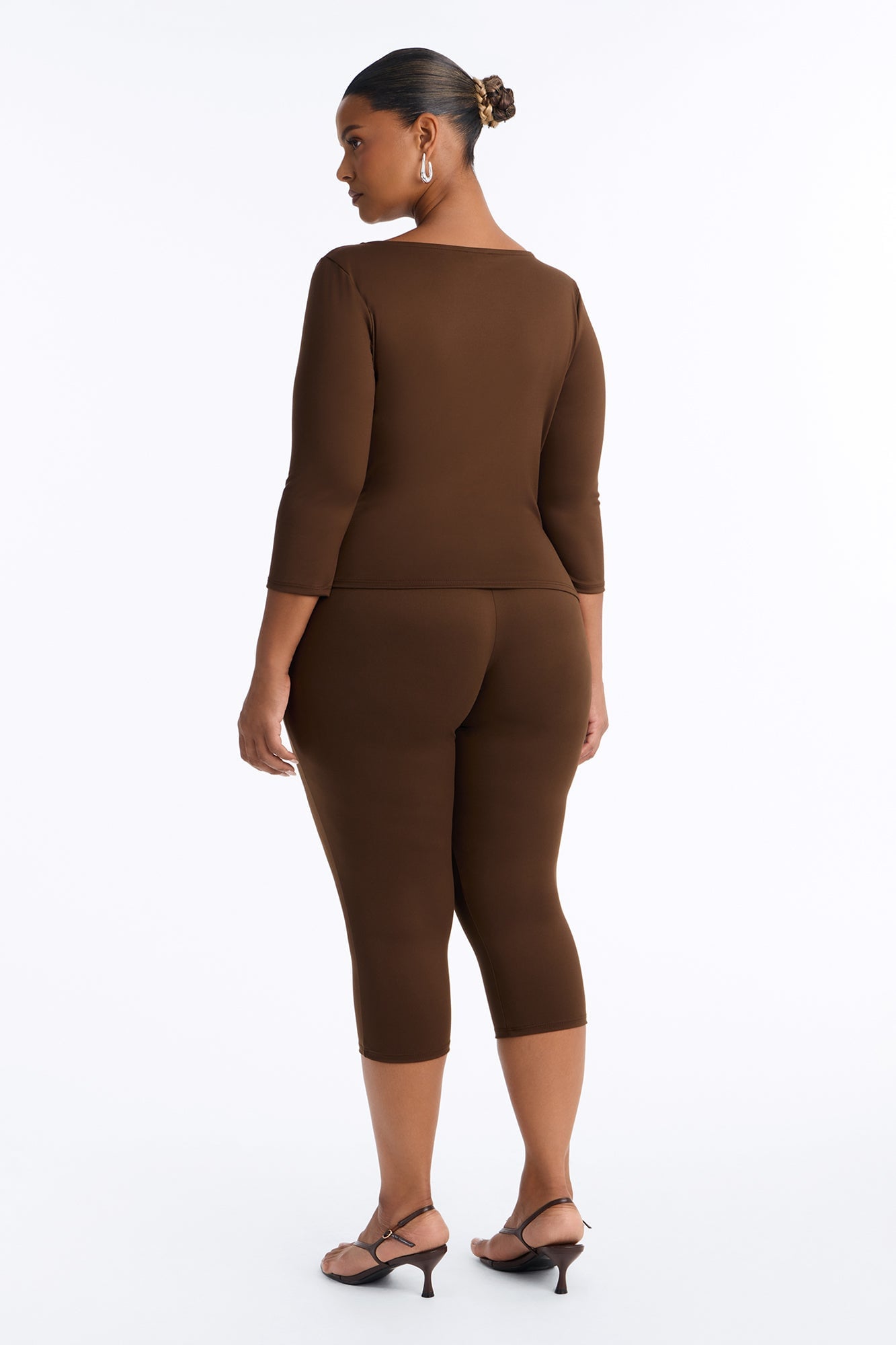 Maria Boat Neck Capri Set - Chocolate image 4