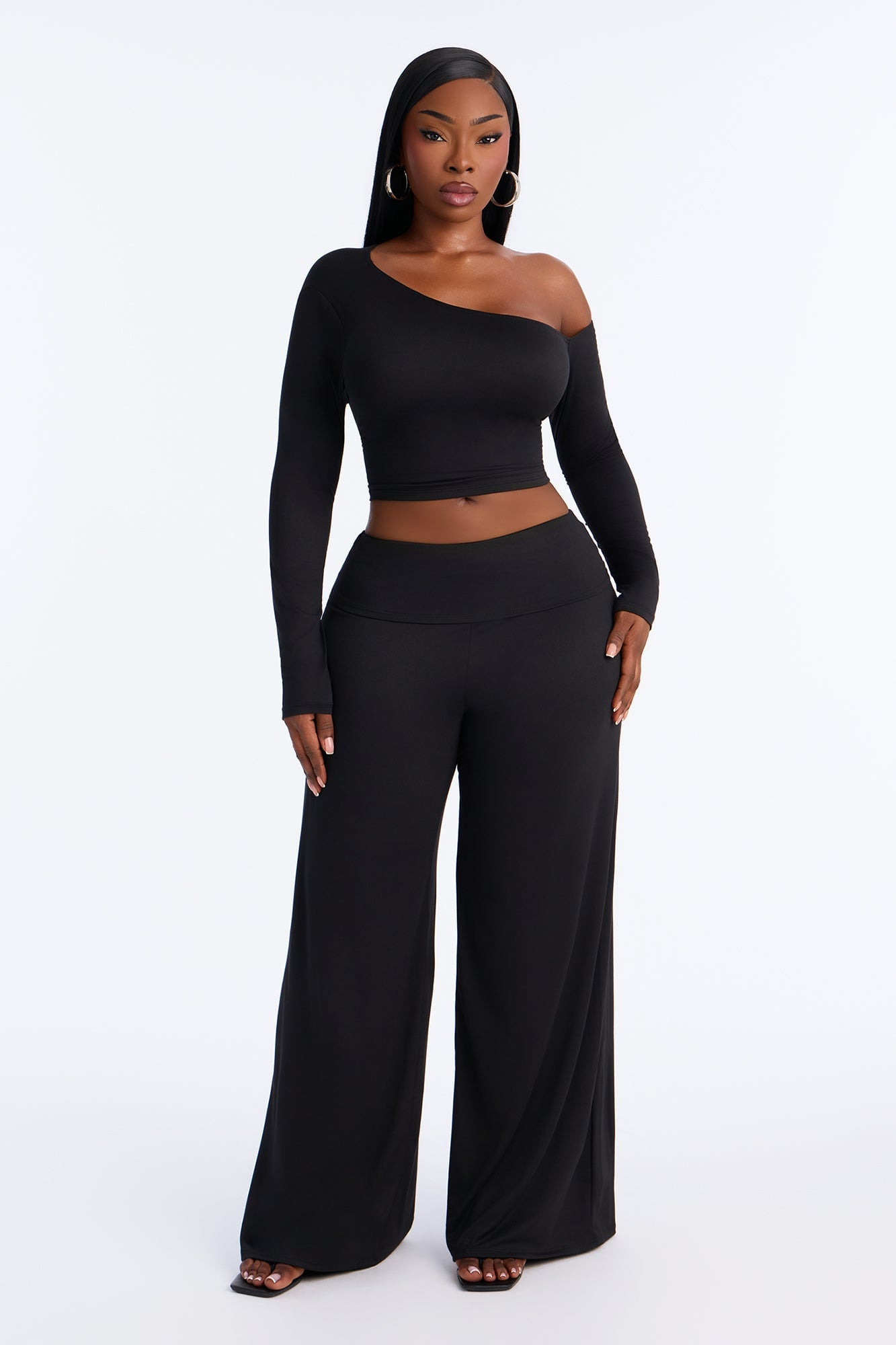 Natalia Off Shoulder Pant Set - Black image 1
