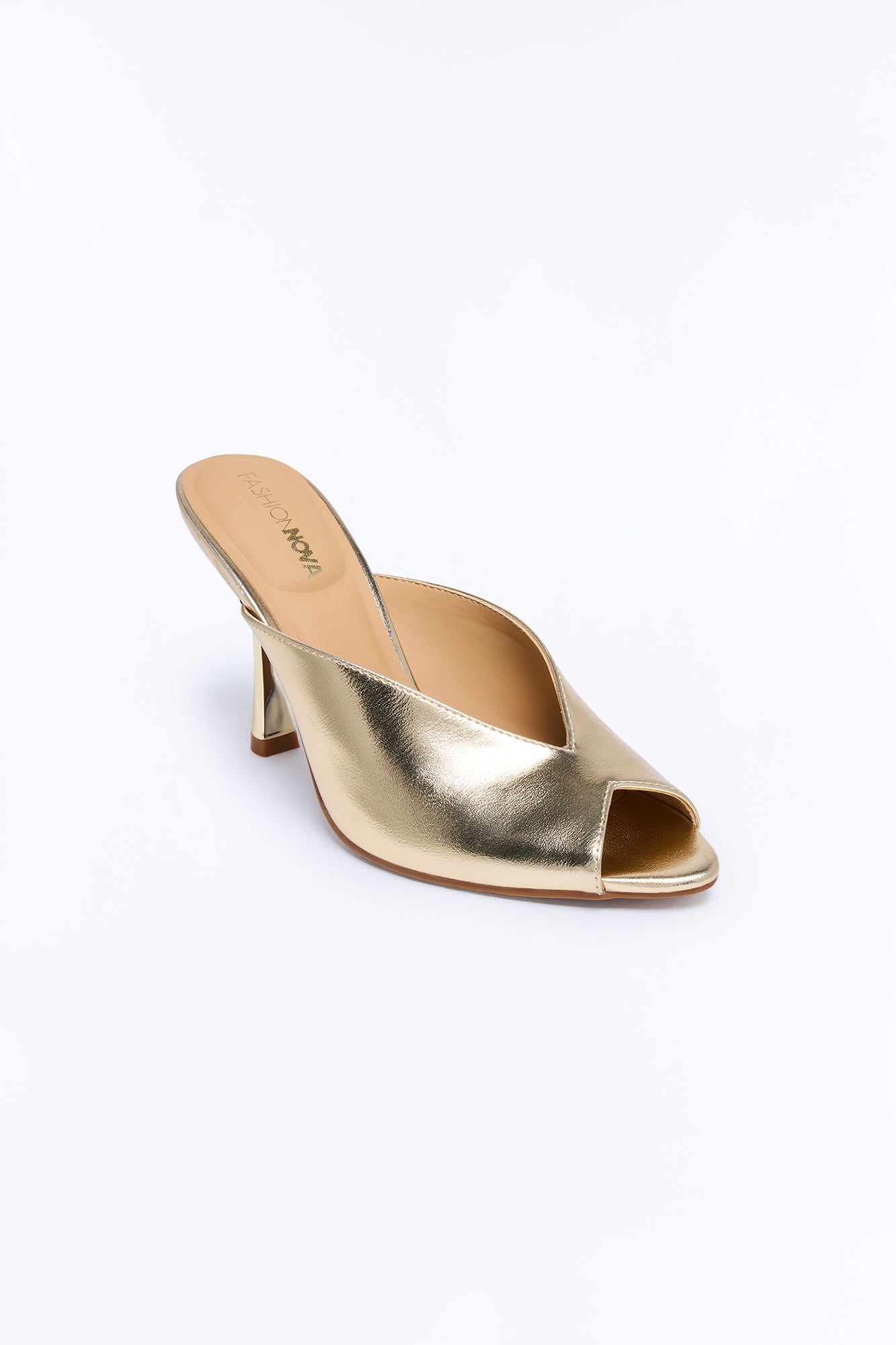 Delphine Peep Toe Heels - Gold image 4