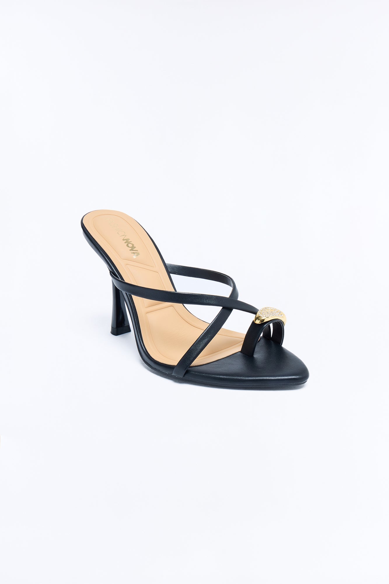 Tati Rhinestone Toe Ring Heels - Black image 2