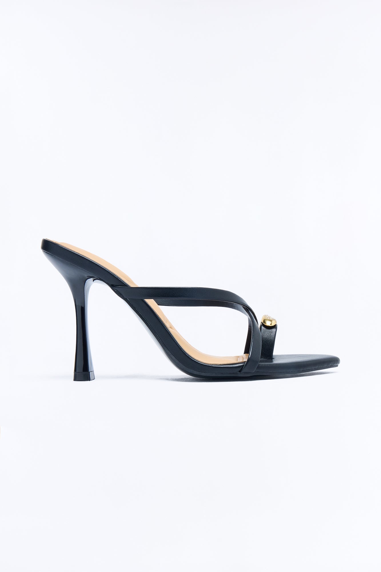 Tati Rhinestone Toe Ring Heels - Black image 4