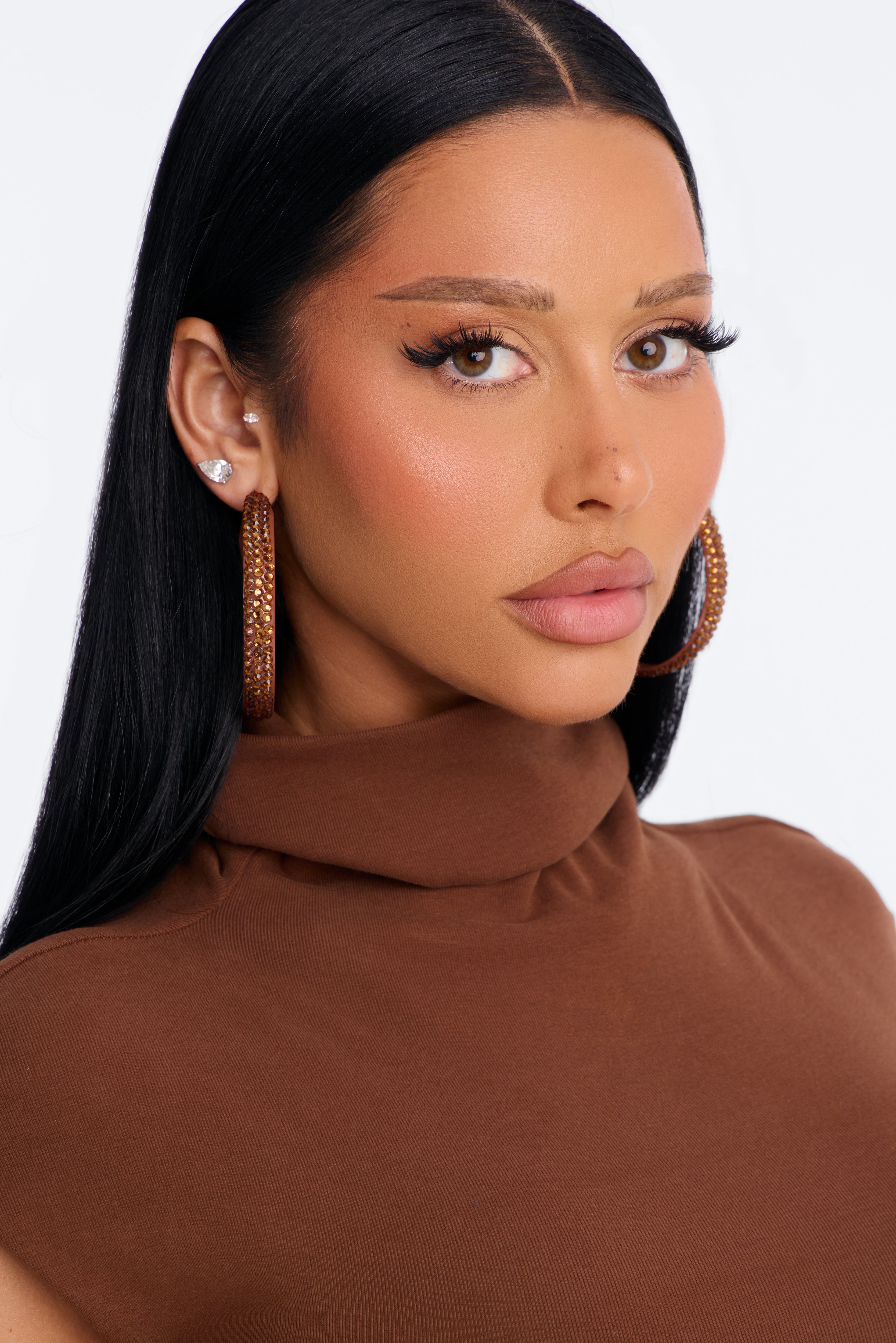 Got Plans Tonight Hoop Earrings - Brown image 2