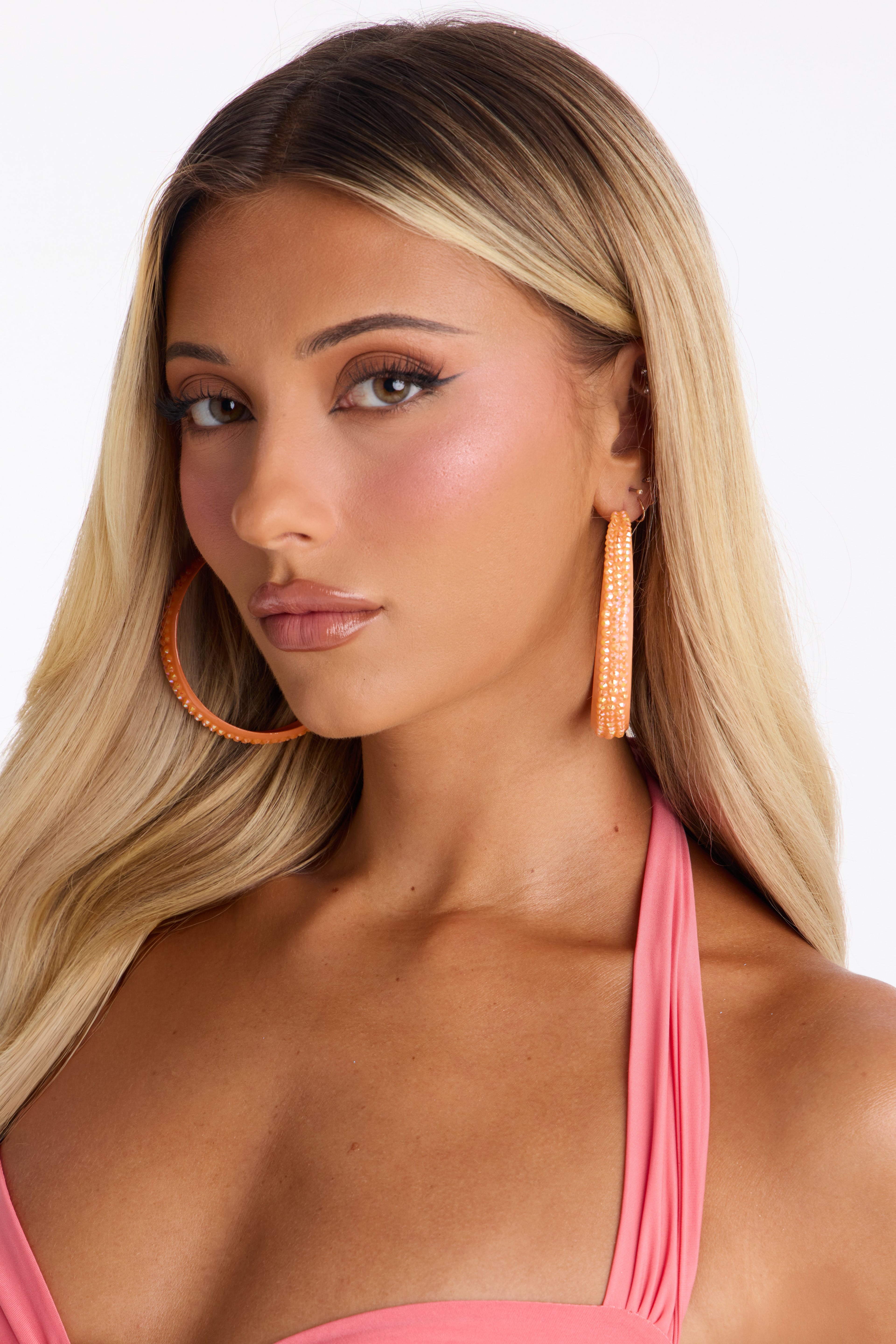 Got Plans Tonight Hoop Earrings - Orange image 2
