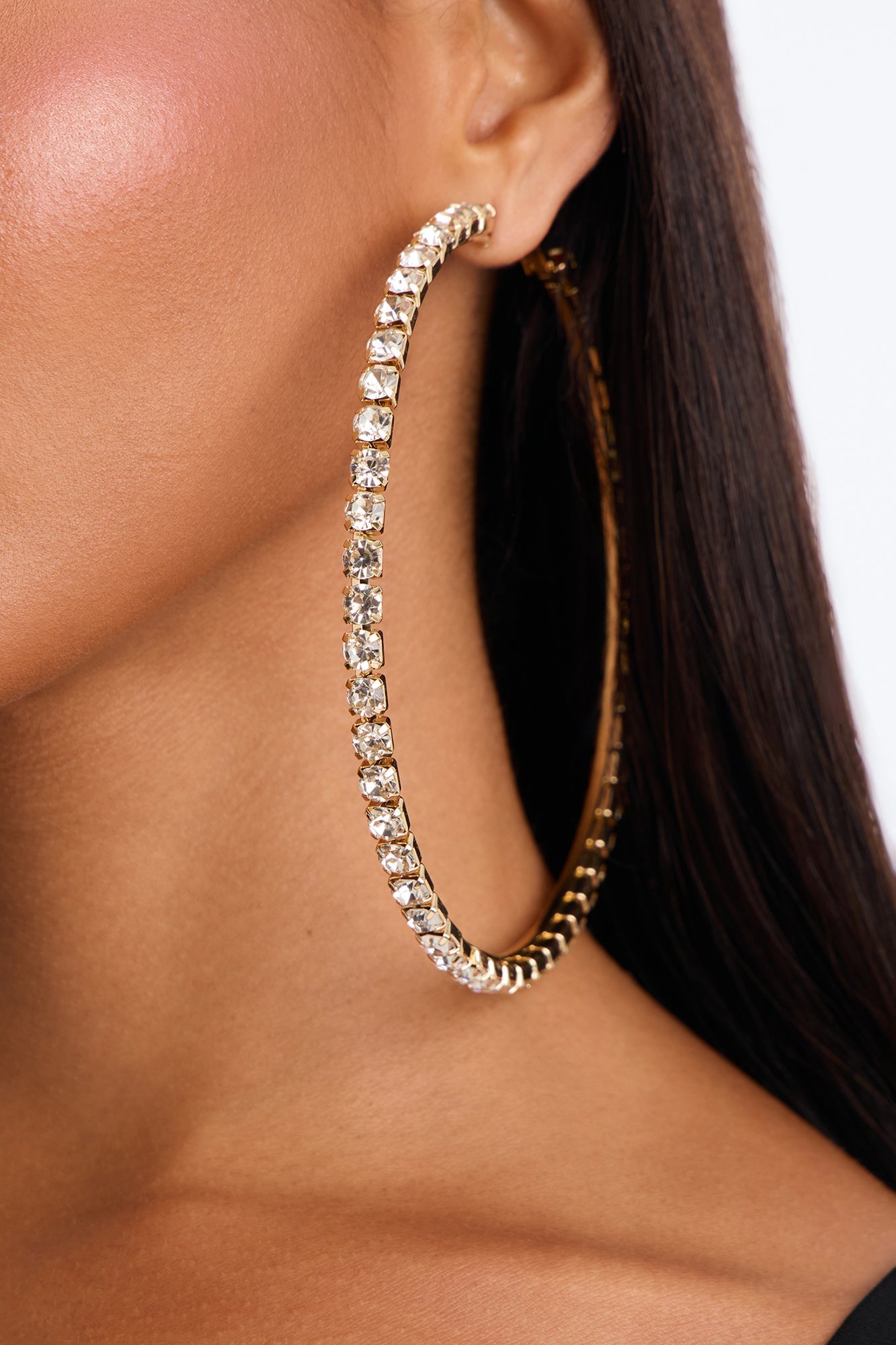 Hint Of Sparkle Hoop Earrings - Gold image 2