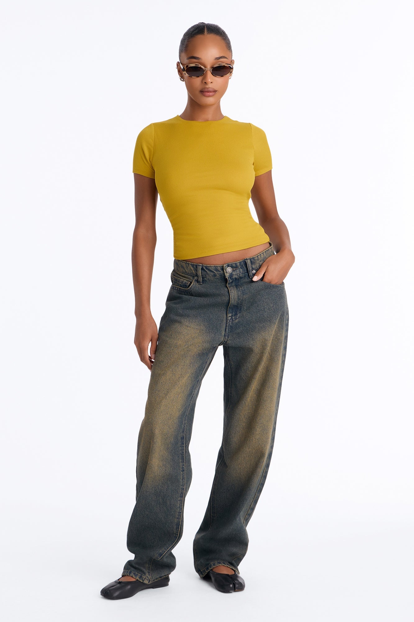 Chloe Crew Neck Short Sleeve Tee - Honey image 6