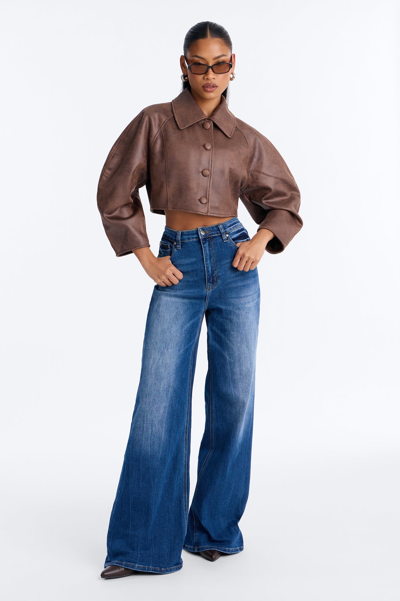 In True Form Stretch High Rise Wide Leg Jeans - Dark Wash image 2