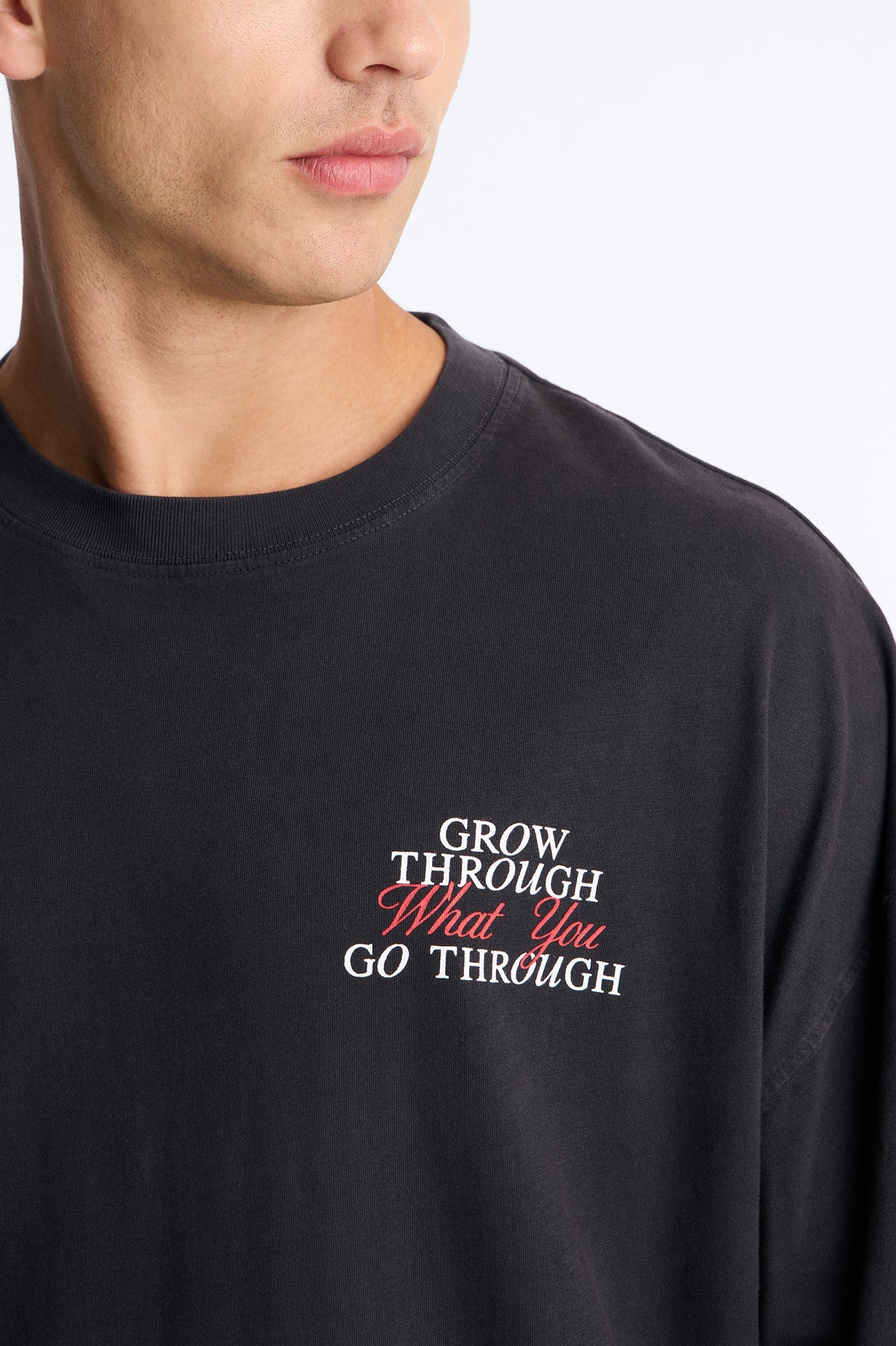 Grow Through What You Go Through Oversized Short Sleeve Tee - Black image 8