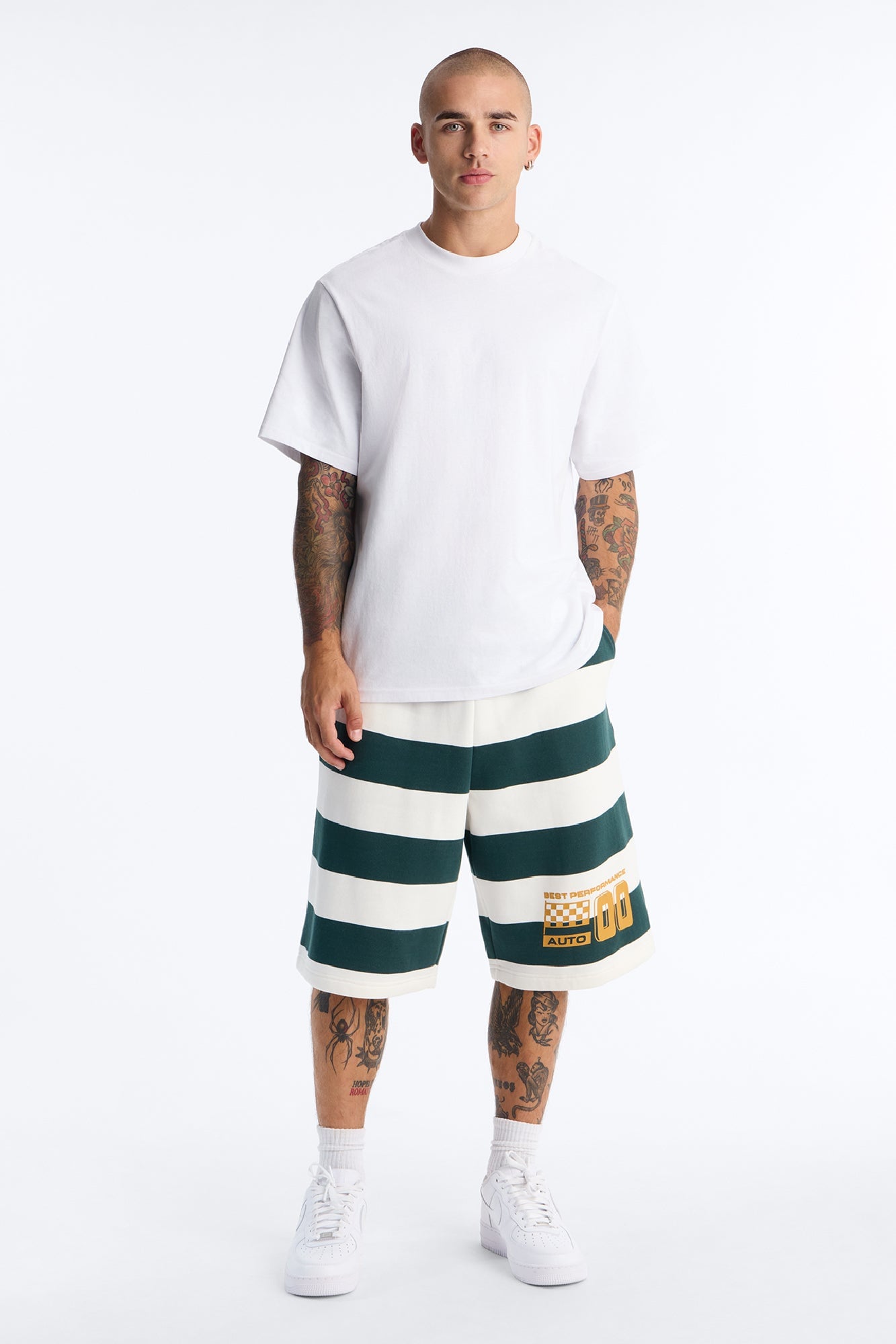 Racing Society Stripe Sweatshort - Green/combo image 7