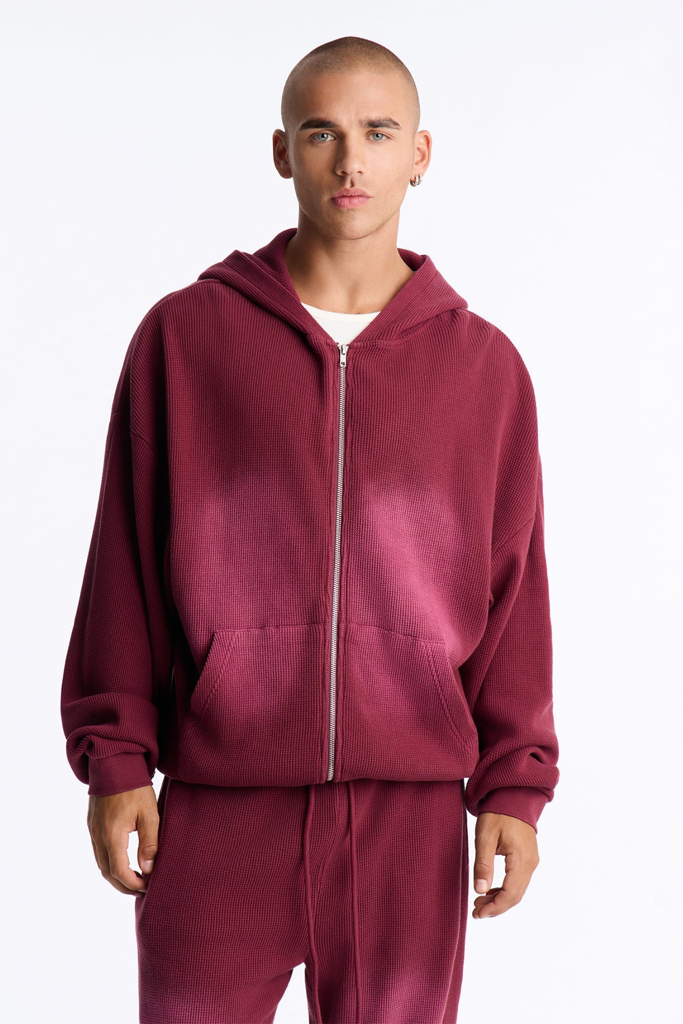 Modern Wash Zip Up Hoodie - Burgundy image 5