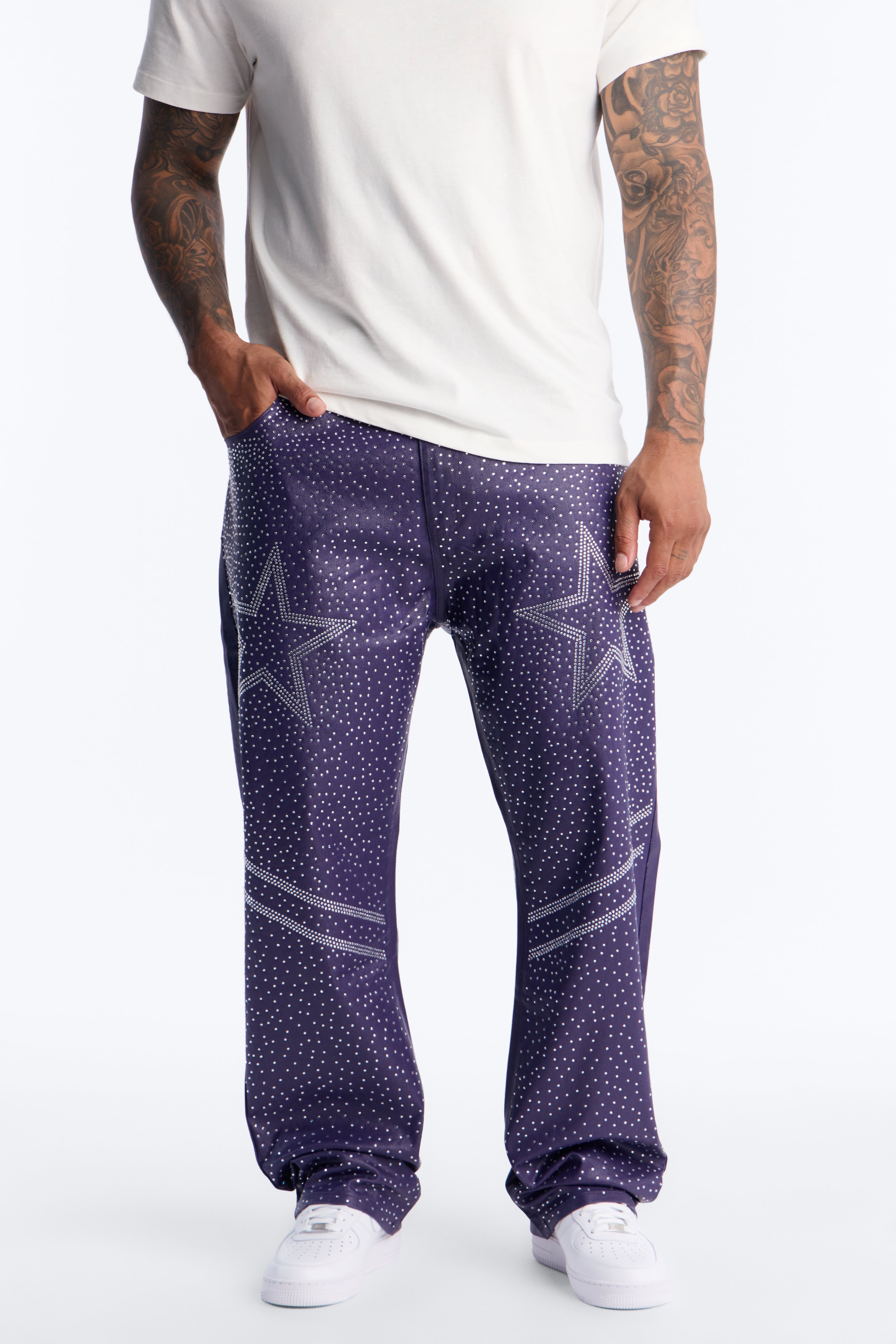 Straight Leg Astrum Faux Leather Pant - Purple image 1