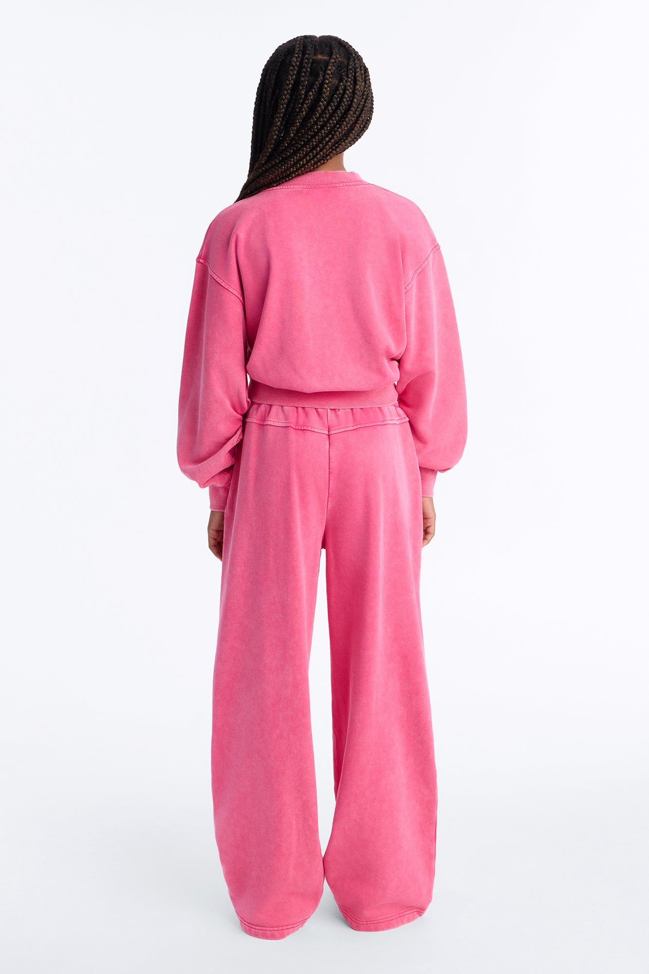 Mini Angelica Washed French Terry Pant Set - Raspberry image 3