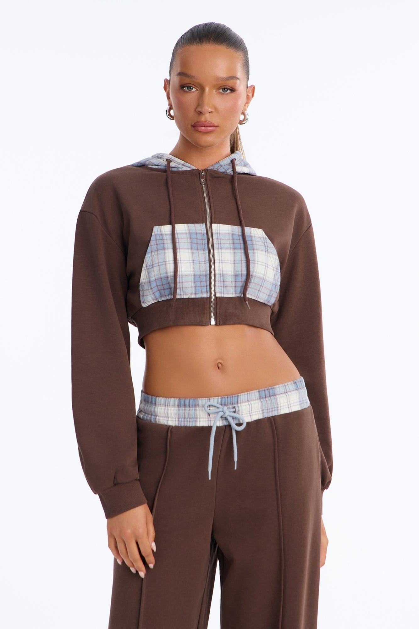 Plaid About It Pant Set - Chocolate image 2