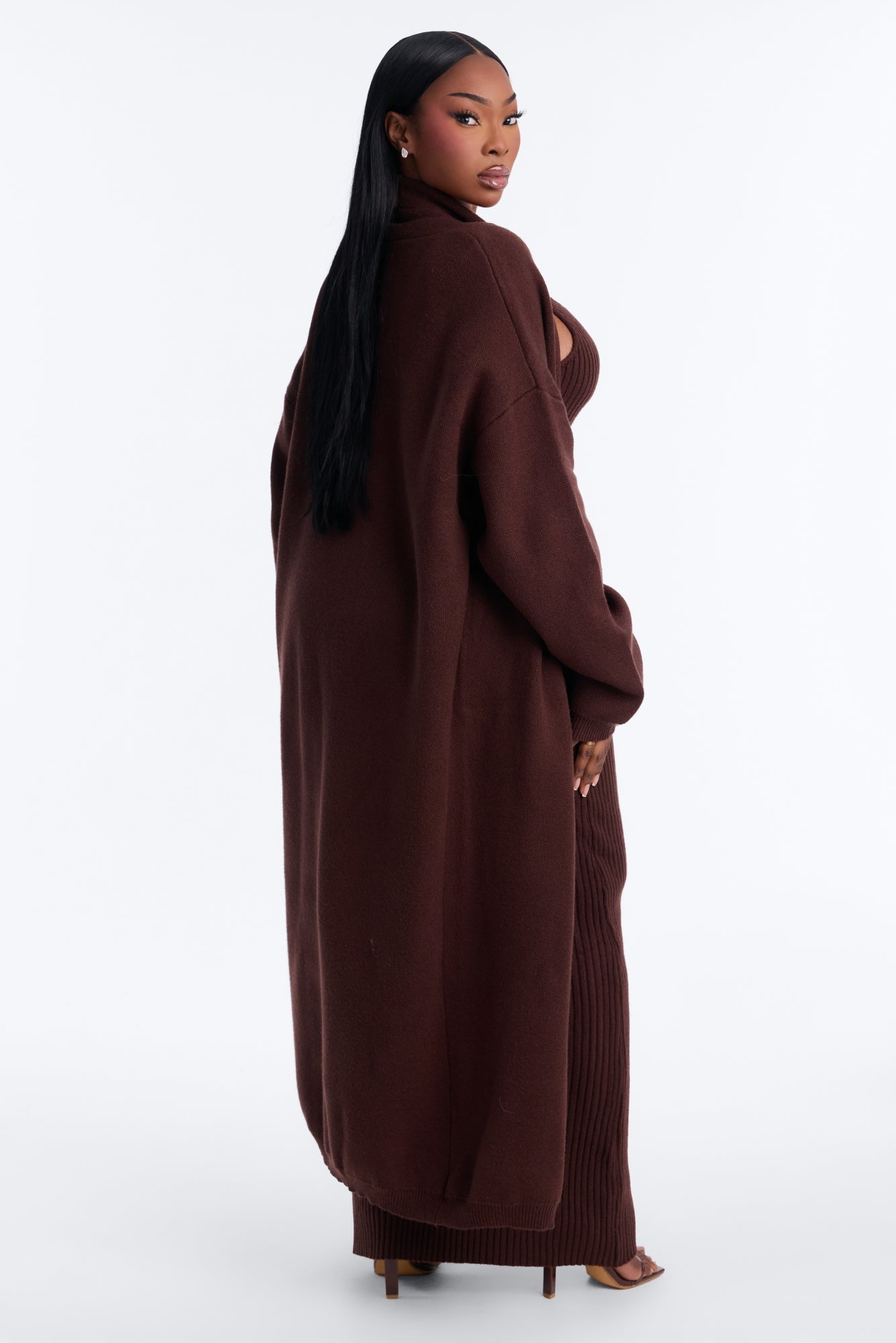 Local Love Sweater Maxi Dress Set - Chocolate image 4