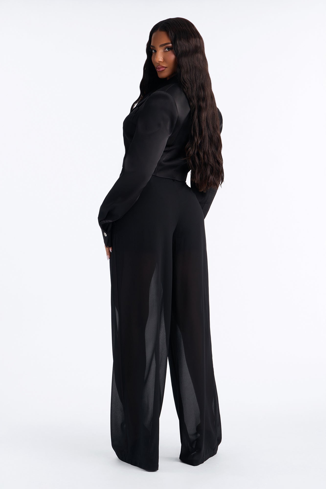 Amelia Chiffon Pant Set - Black image 8