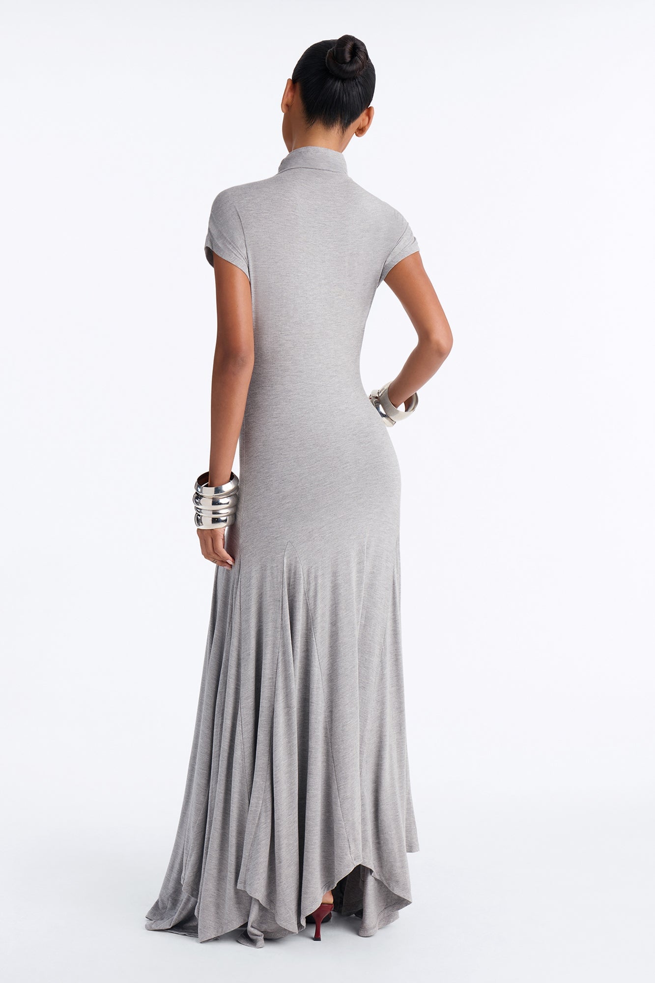 Subtle Statement Mock Neck Maxi Dress - Grey image 5