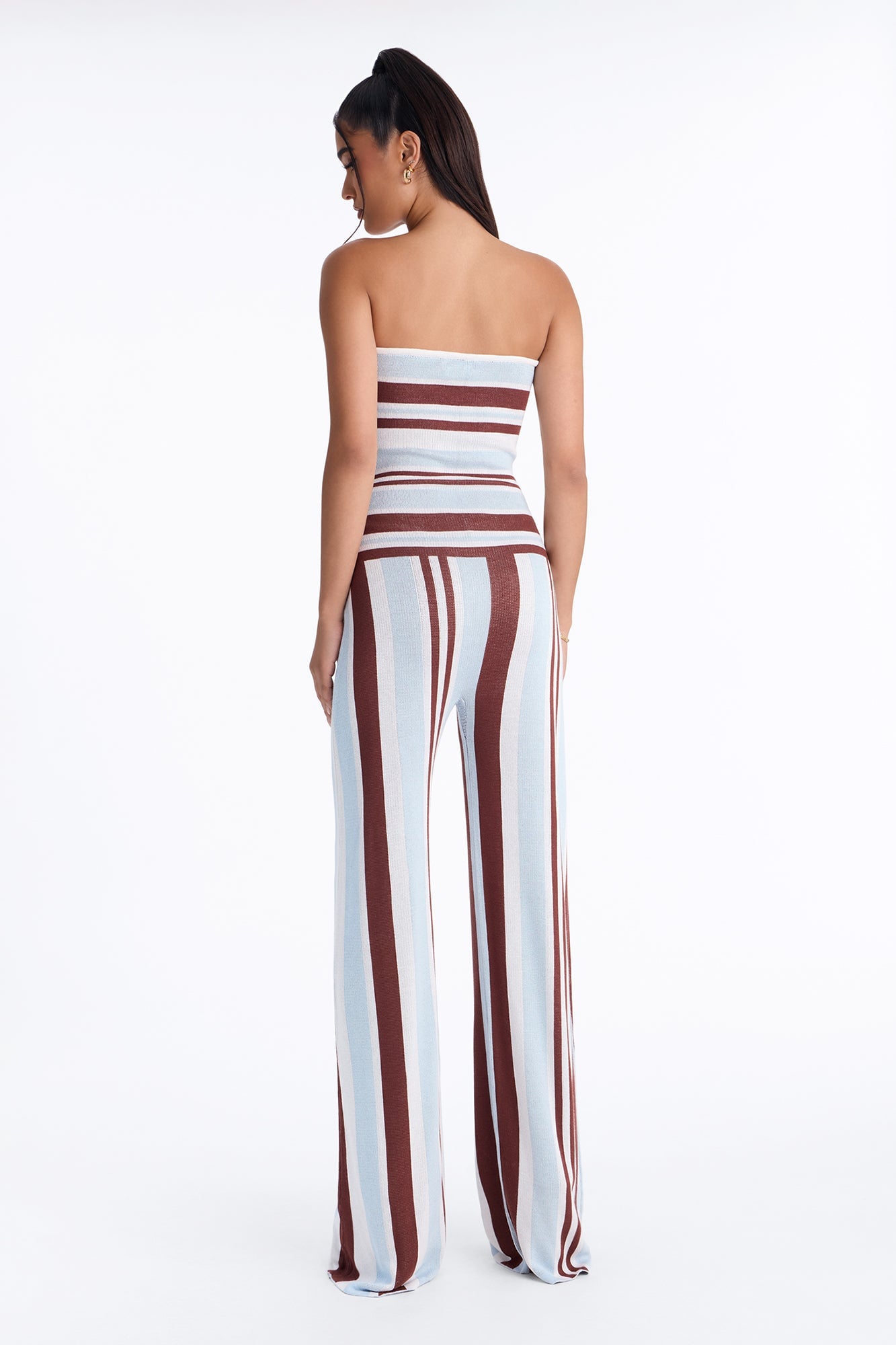 Riviera Stripe Strapless Wide Leg Jumpsuit - Blue/combo image 4
