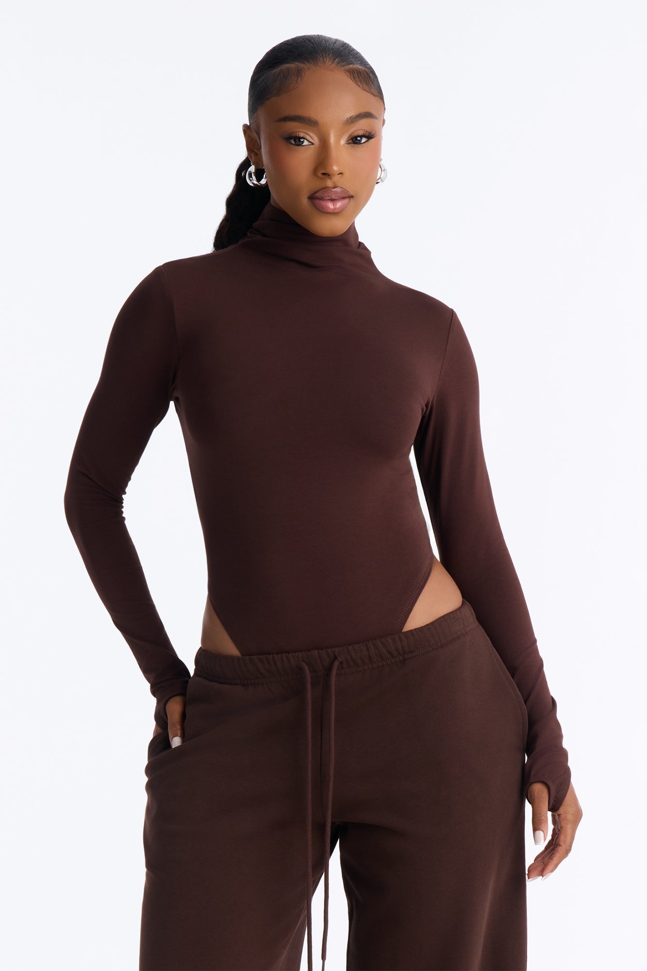 Natalie French Terry Pant Set - Chocolate image 2