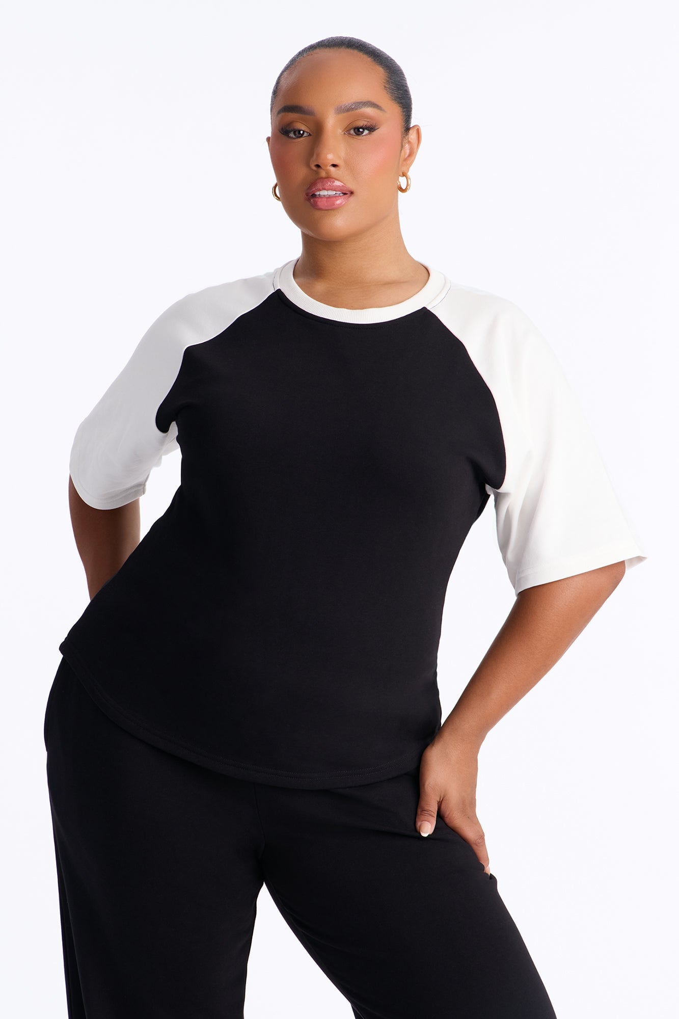 Maya Fitted T-Shirt Pant Set - Black/White image 2