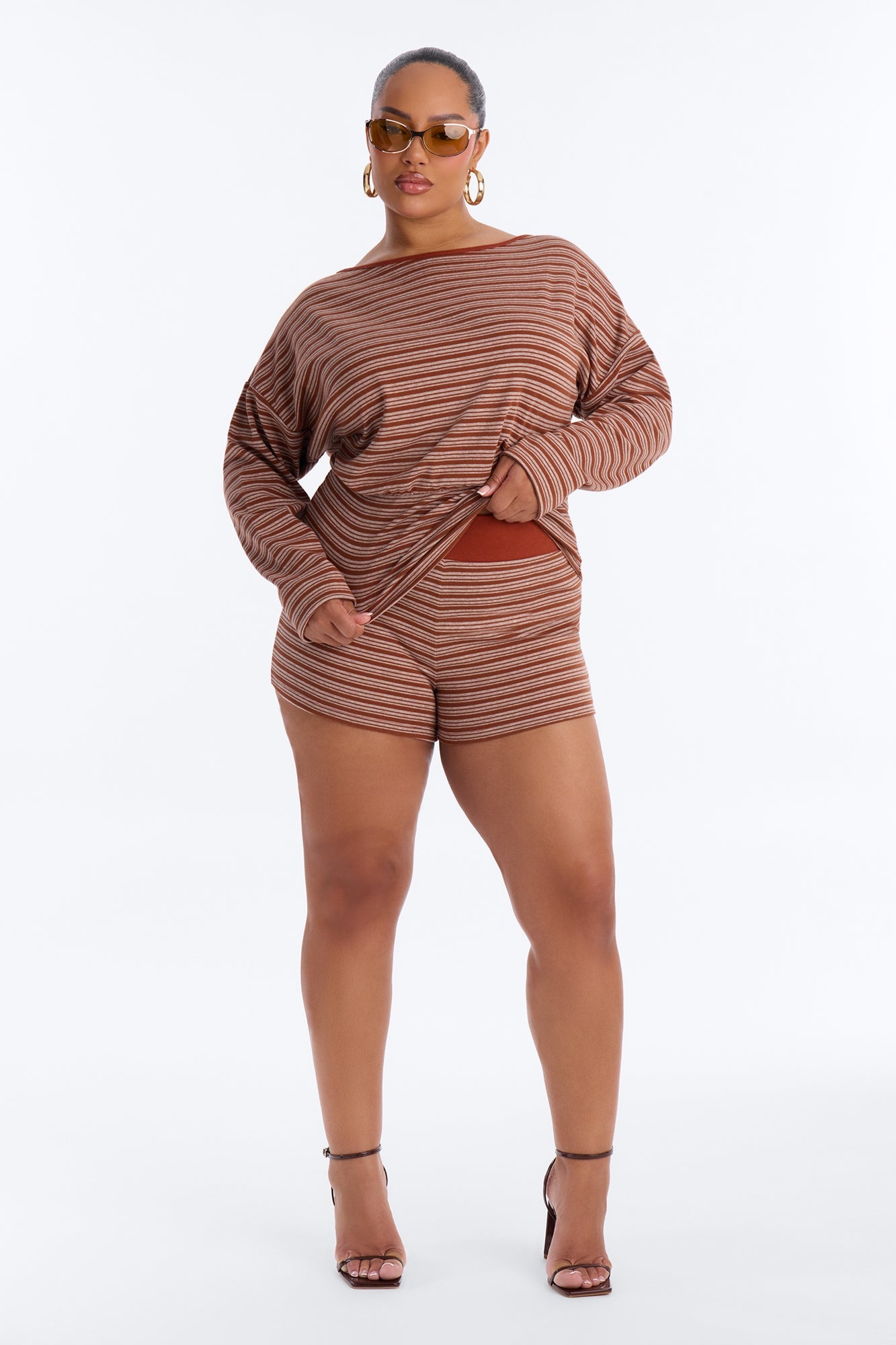 Hailey Cinched Waist Short Set - Rust image 1