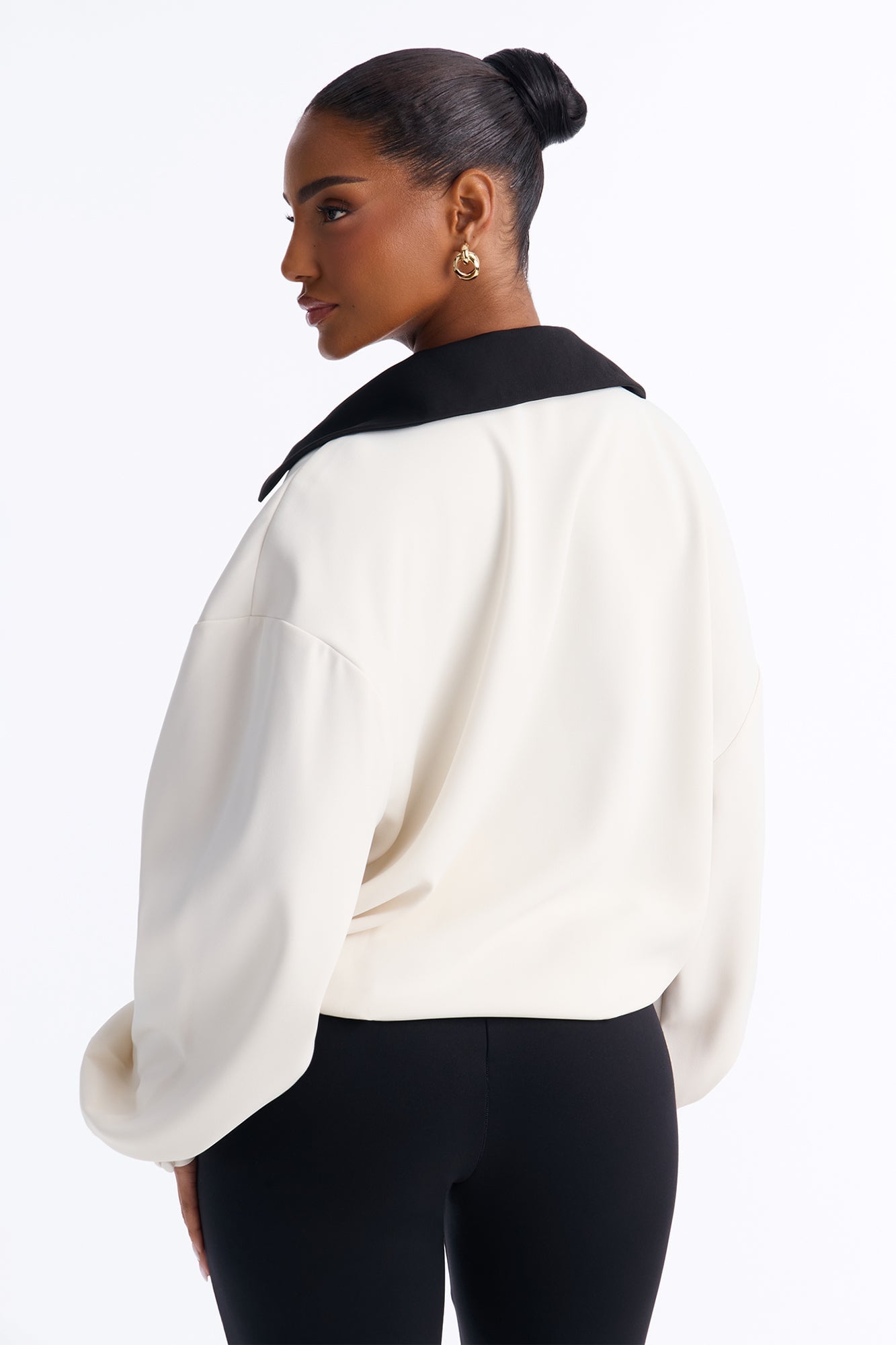 Keep You Contrast Collar Blouse - Cream/combo image 8