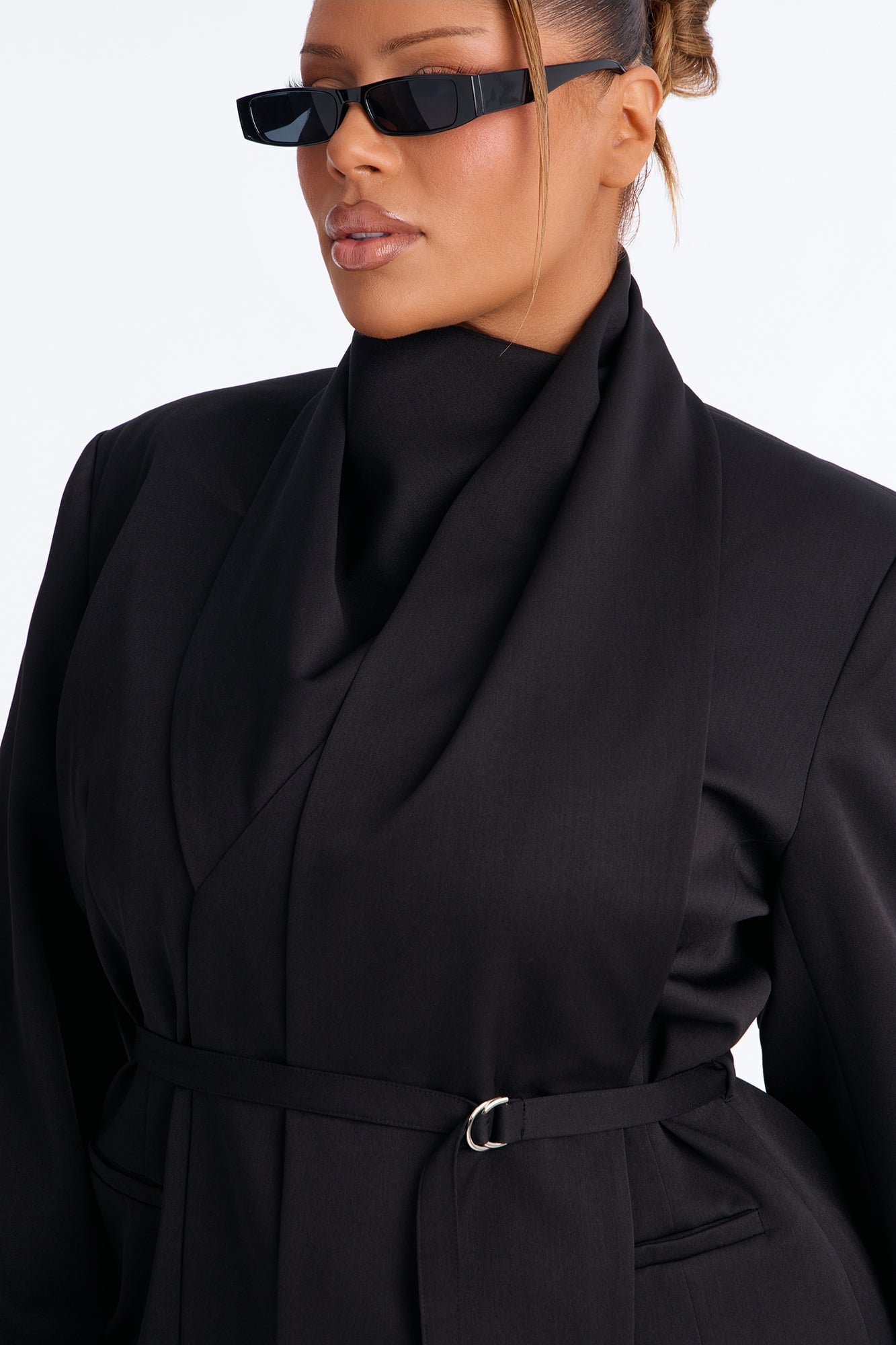Not Your Secretary Scarf Belted Blazer - Black image 3