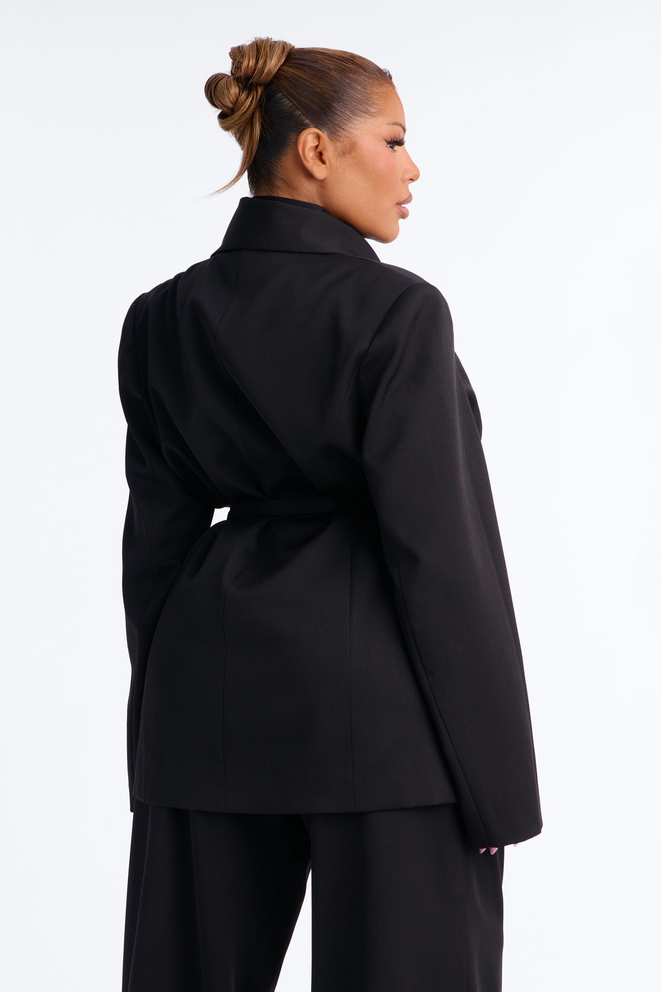 Not Your Secretary Scarf Belted Blazer - Black image 4