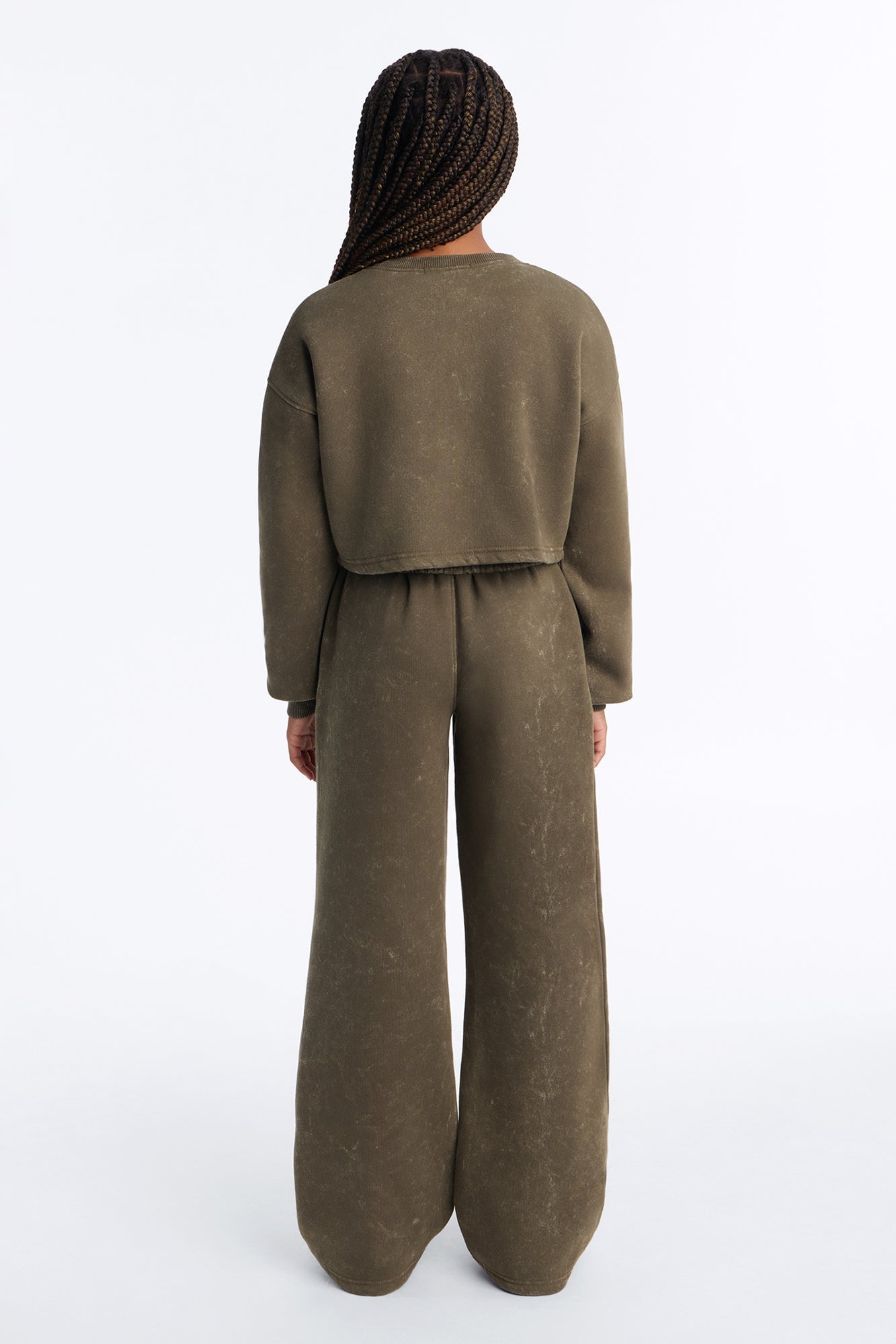 Mini Hidden Cross Fleece Pant Set - Olive image 3