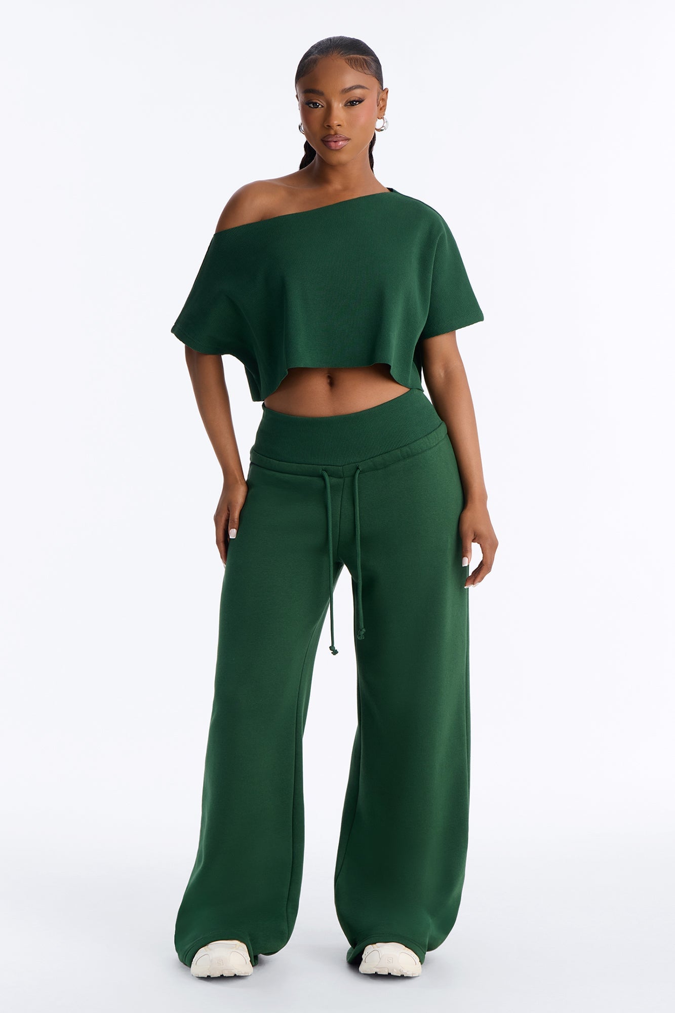Mila Off Shoulder Top And Sweatpant Set - Hunter image 5