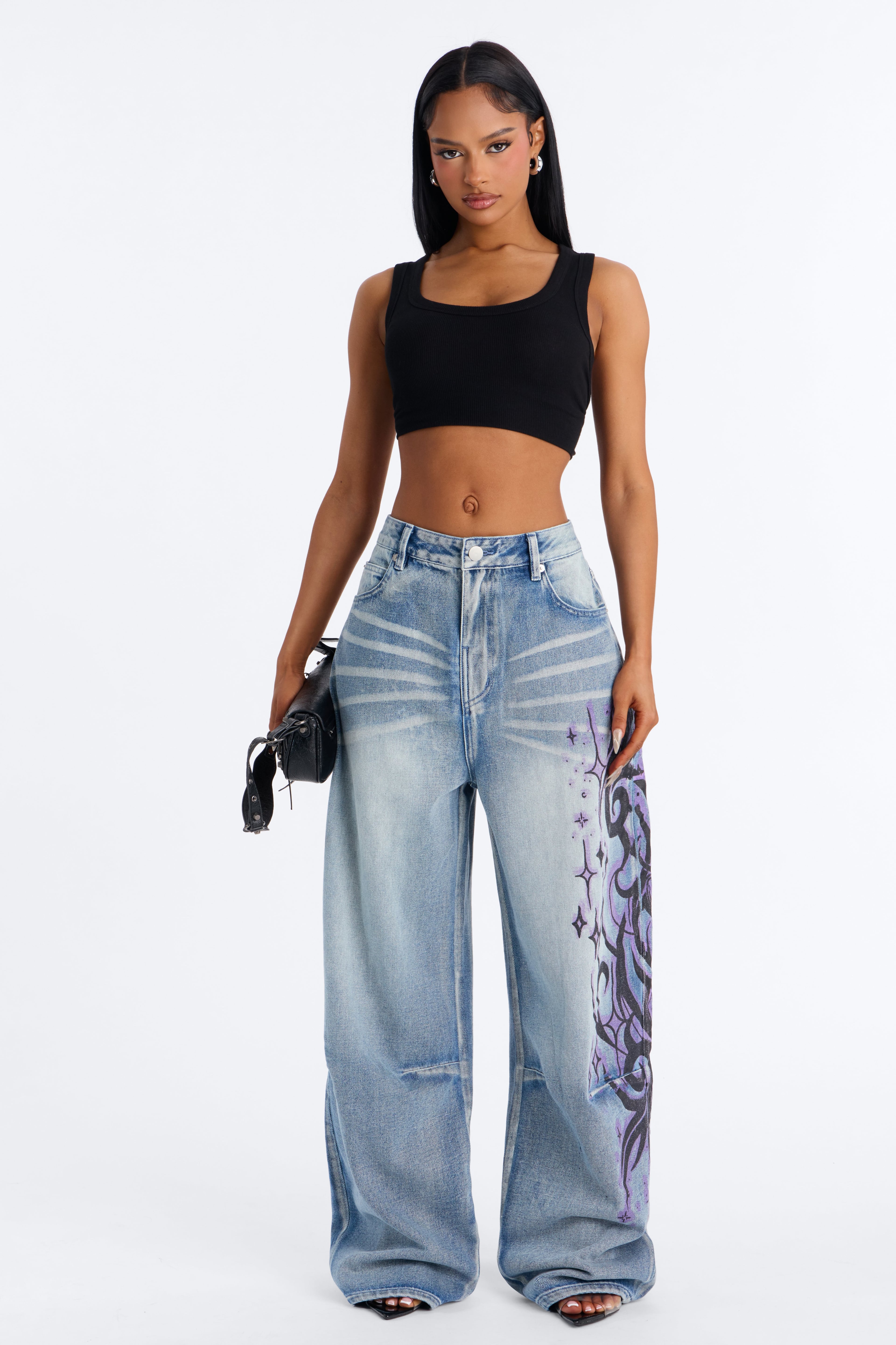 So Sentimental 90s Baggy Printed Jeans - Vintage Wash image 2