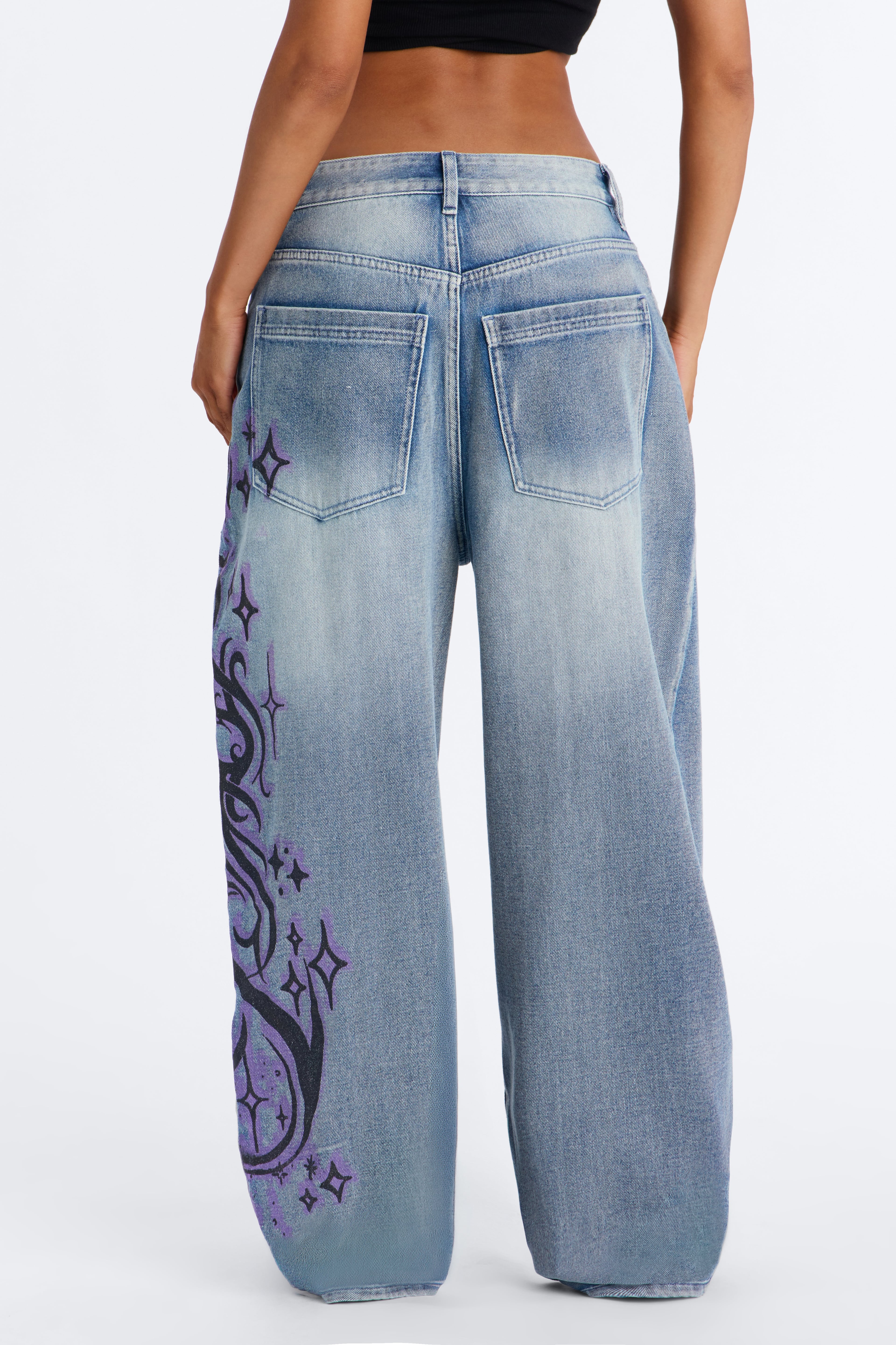 So Sentimental 90s Baggy Printed Jeans - Vintage Wash image 3