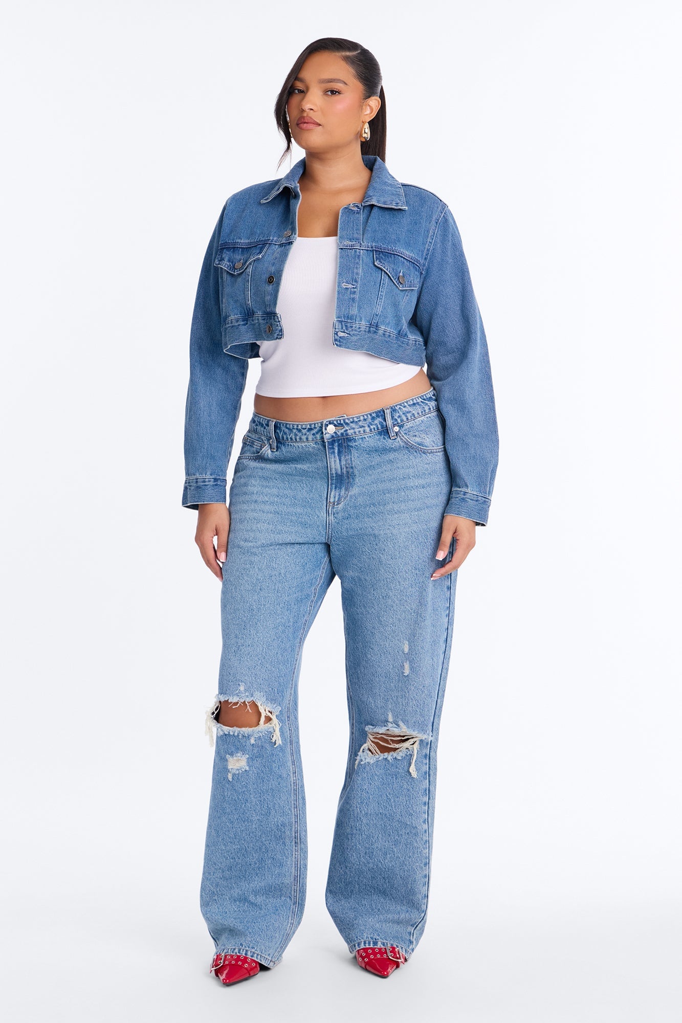 Malibu High Rise Ripped Straight Leg Jeans - Medium Wash alternate