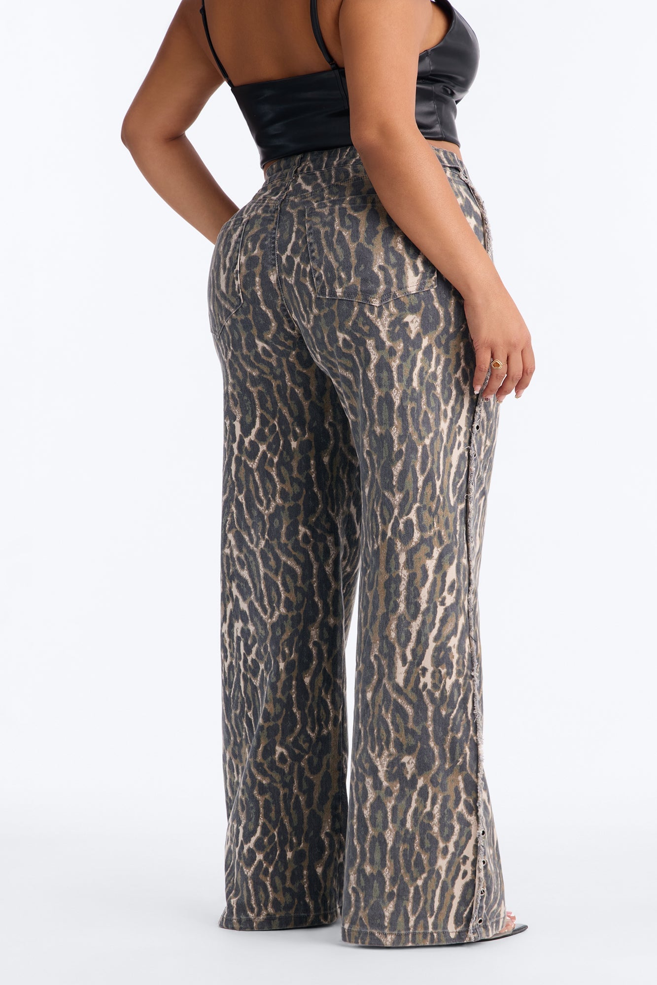 Stay Fierce Low Rise Grommet Trim Pant - Leopard image 5