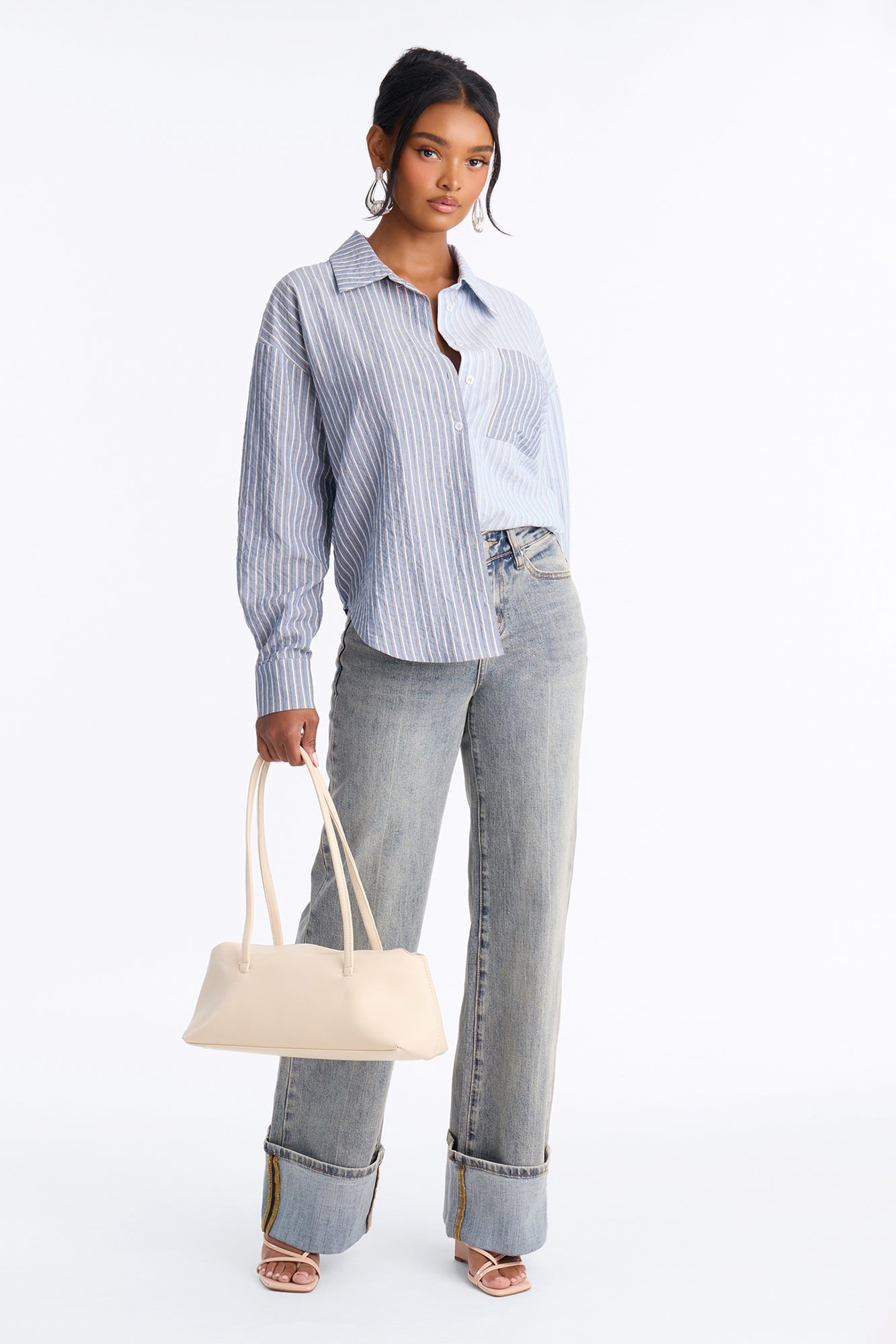Salina Striped Button Up Shirt - Blue/combo image 6