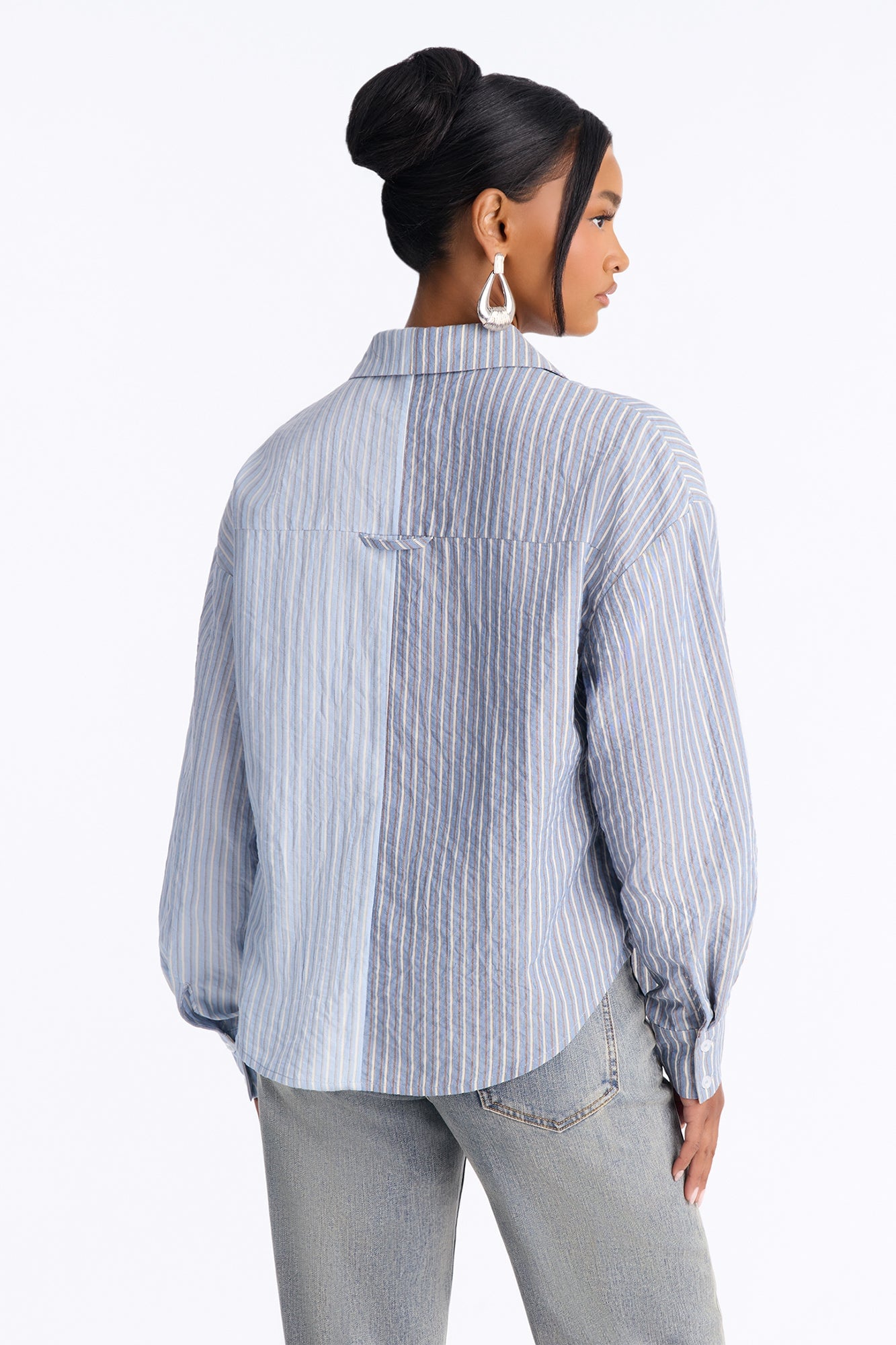 Salina Striped Button Up Shirt - Blue/combo image 8