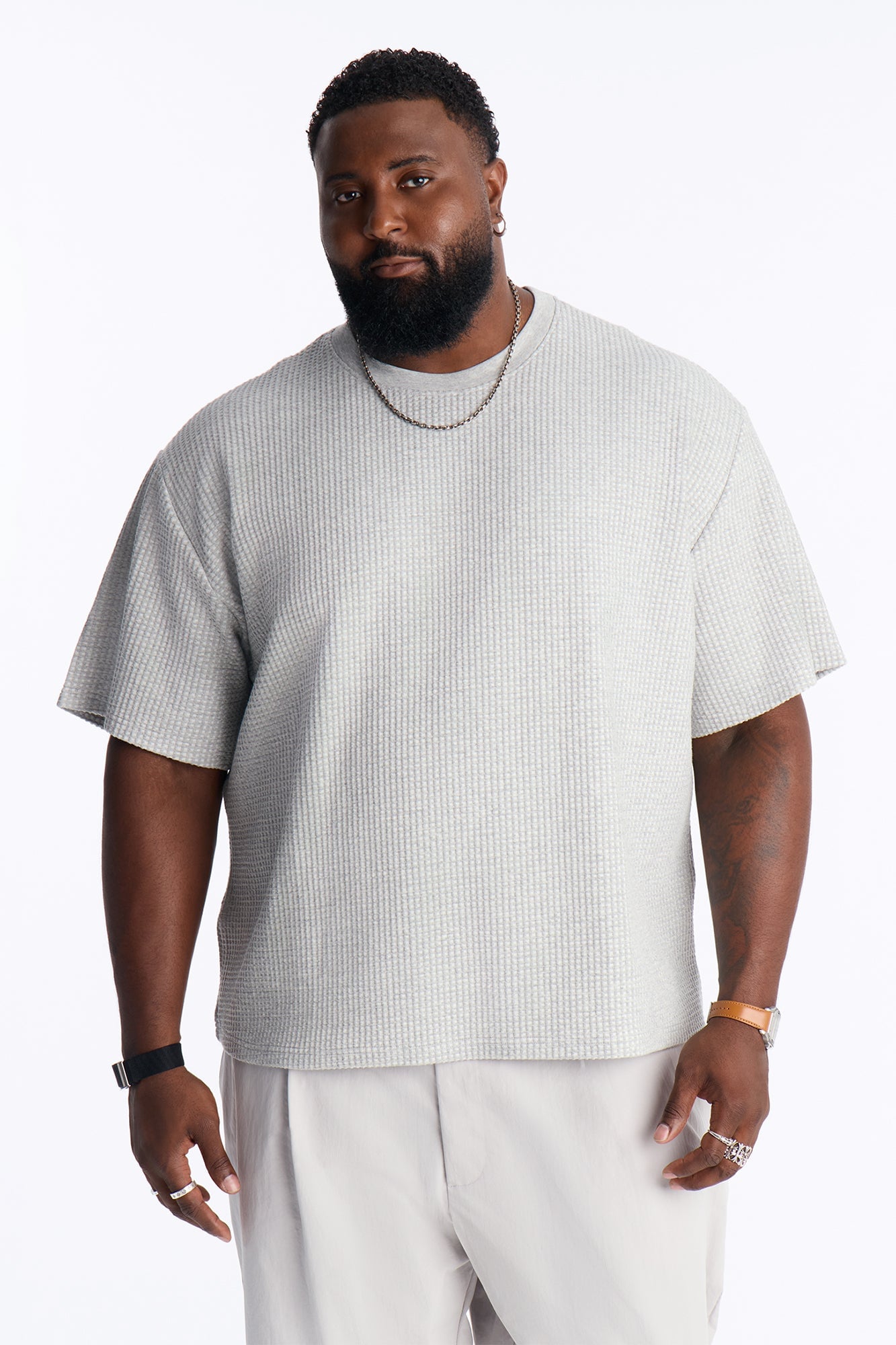 Relaxed Waffle Short Sleeve Tee - Grey image 1