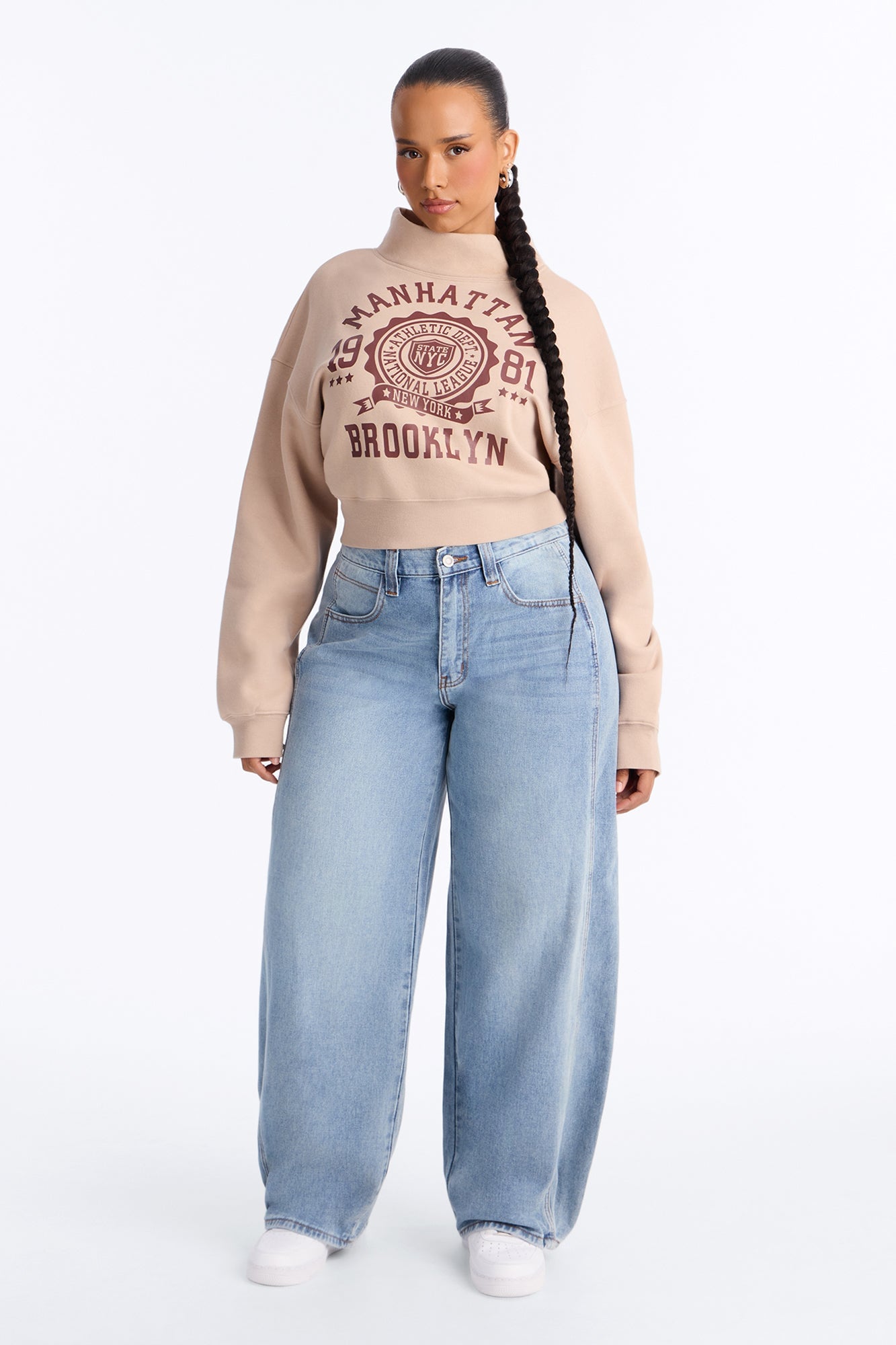 Manhattan 1981 Mock Neck Sweatshirt - Taupe image 2