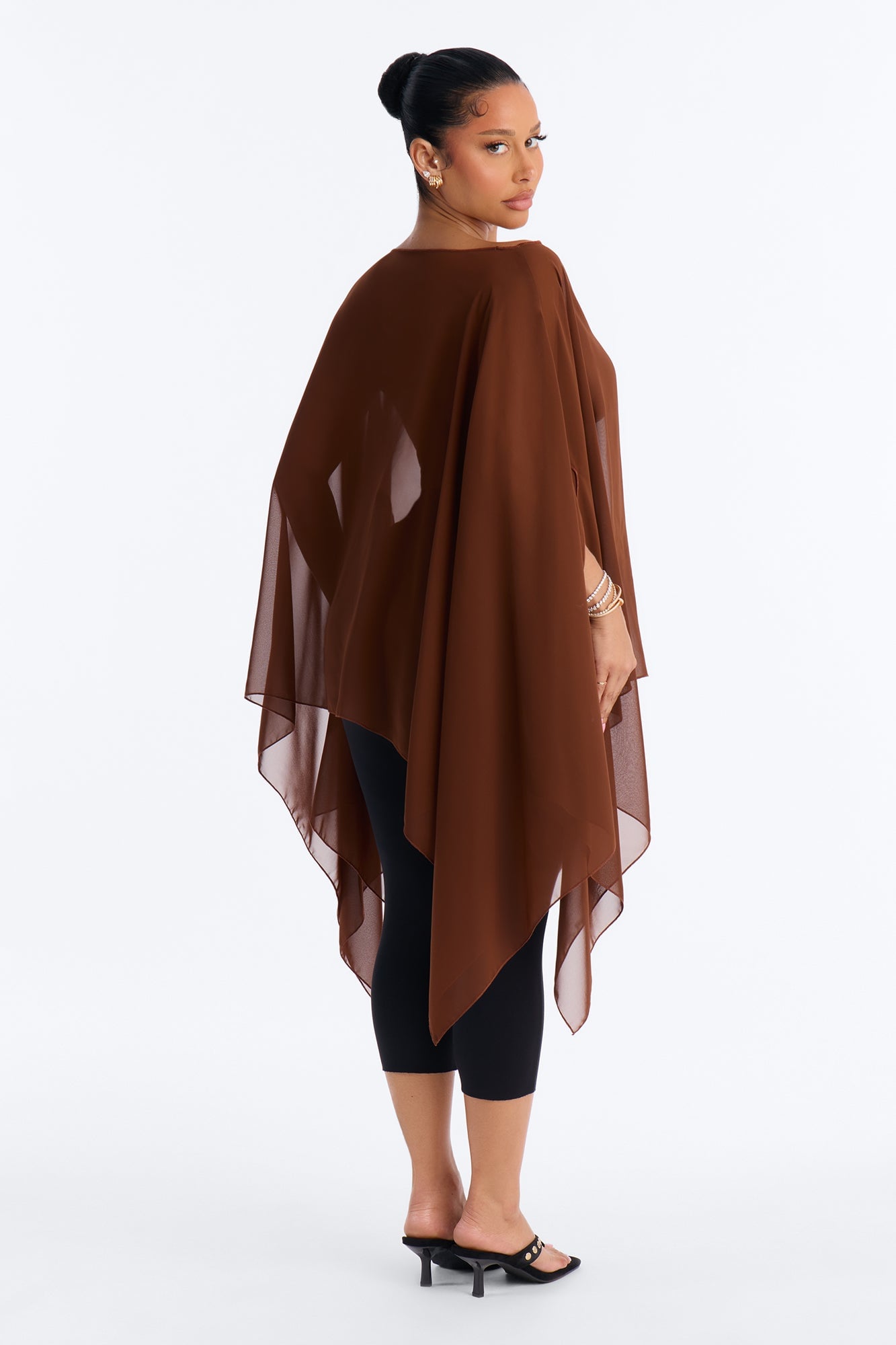 Get In Line Long Chiffon Kimono Top - Chocolate image 8