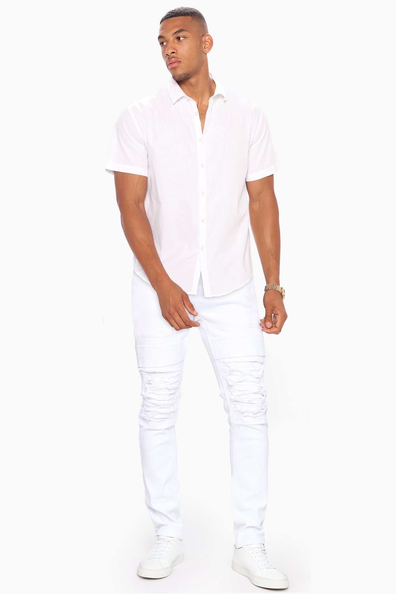 Ryland Short Sleeve Button Up Shirt - White image 11