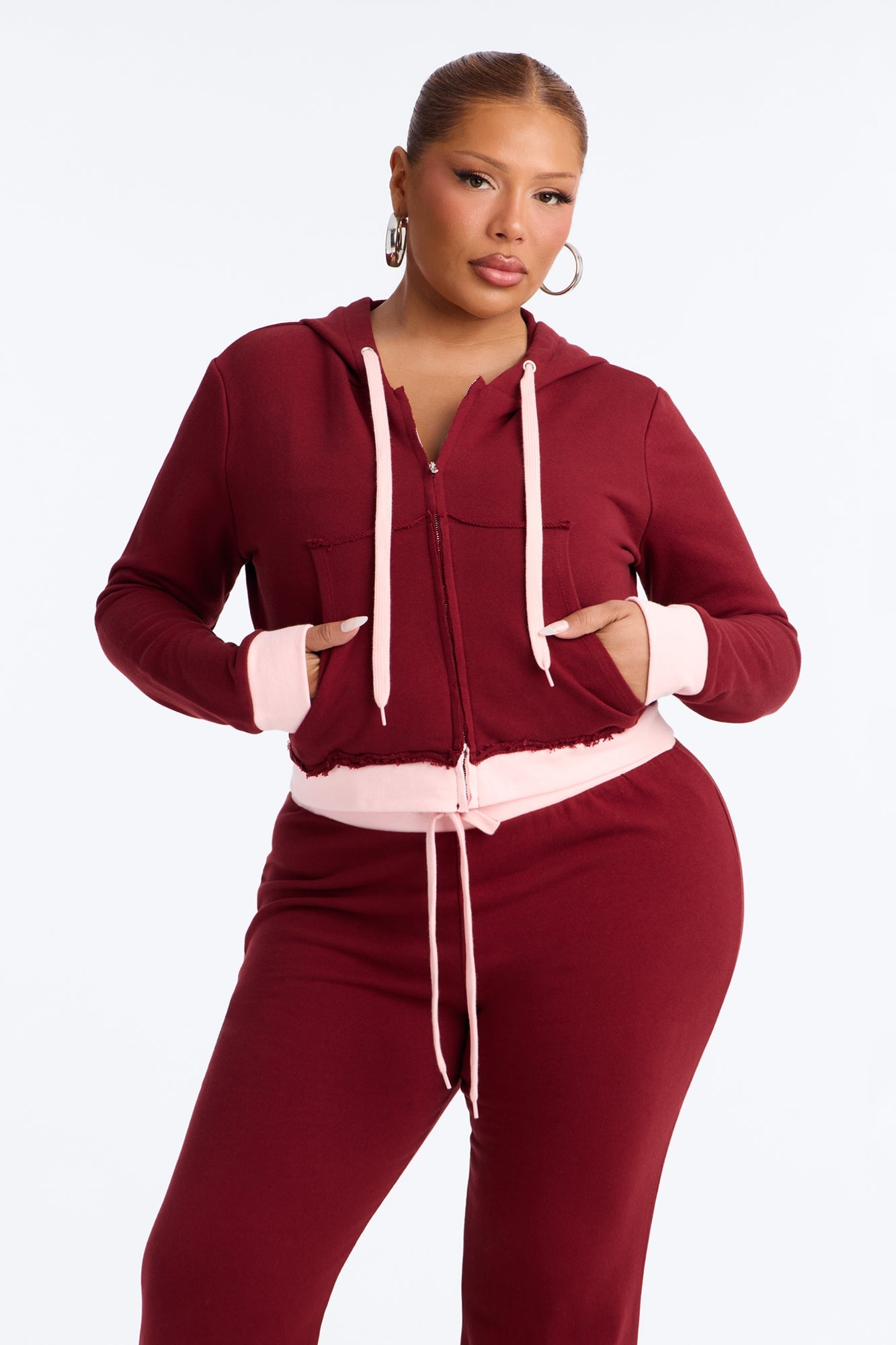 Keeping Up With Me Pant Set - Burgundy image 2