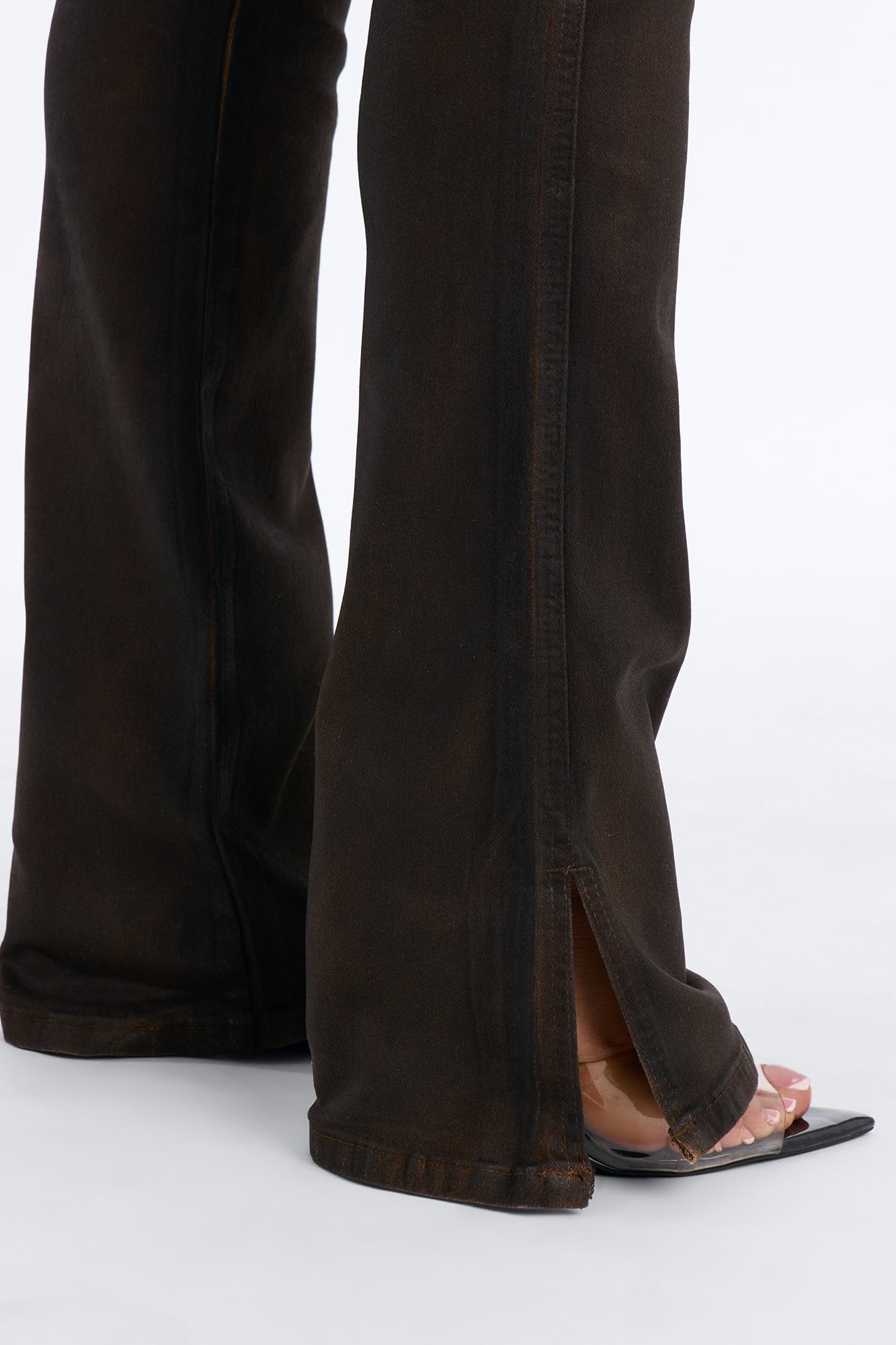 Bronzed Babe Coated Bootcut Jeans - Brown image 3