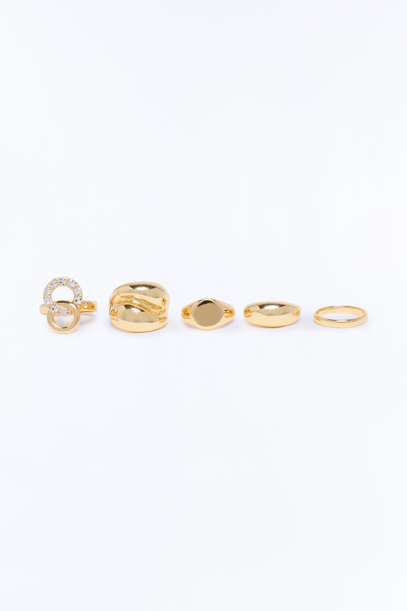 Mixing It Up 5 Piece Ring Set - Gold image 3
