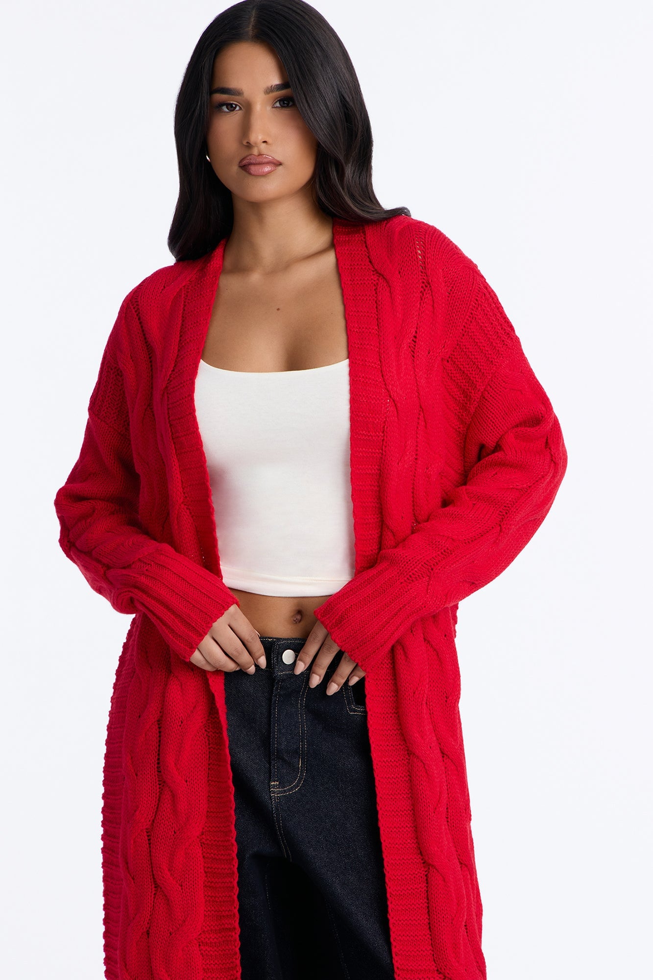 Aneria Long Cardigan - Red image 1
