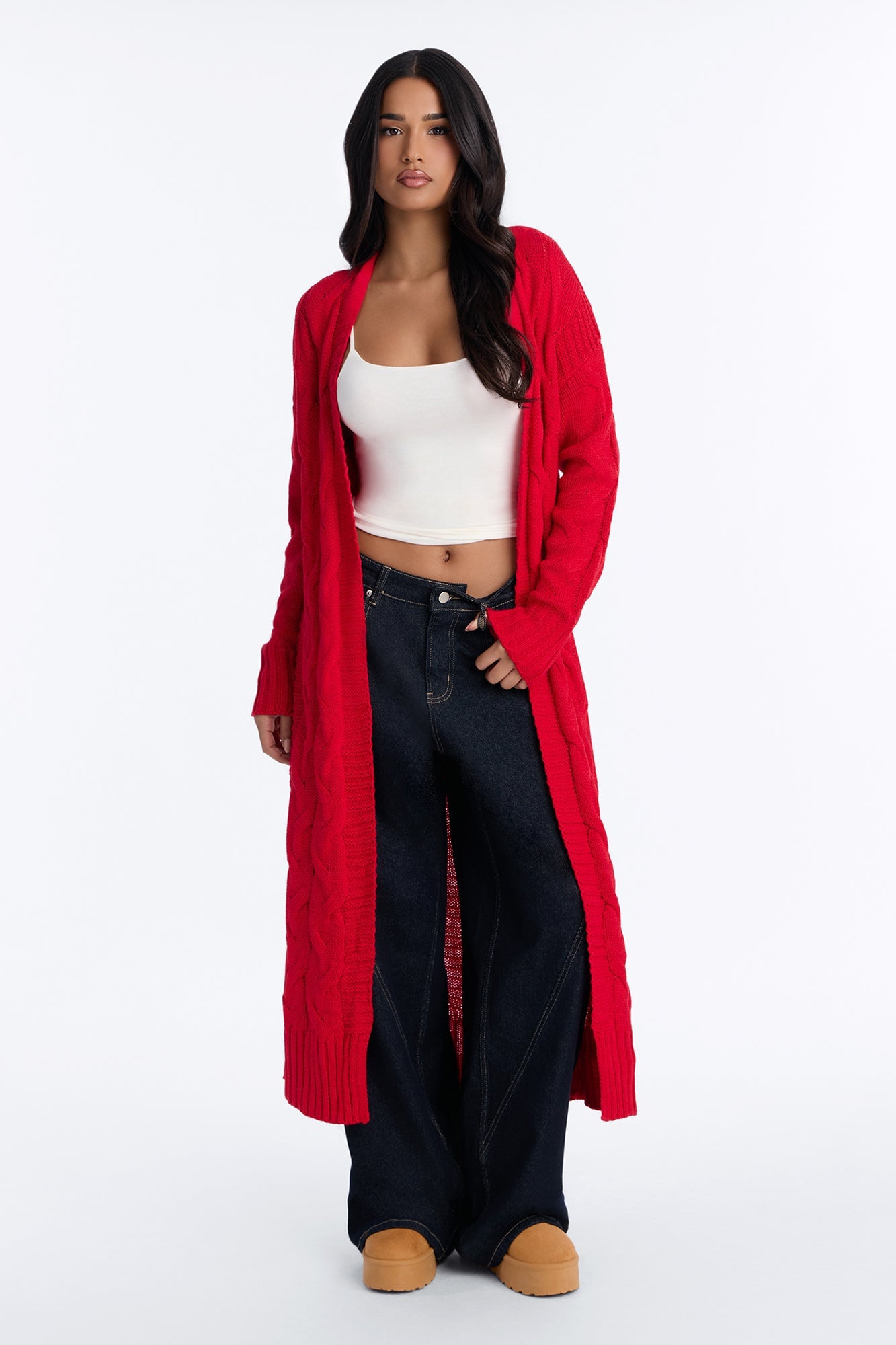 Aneria Long Cardigan - Red image 2