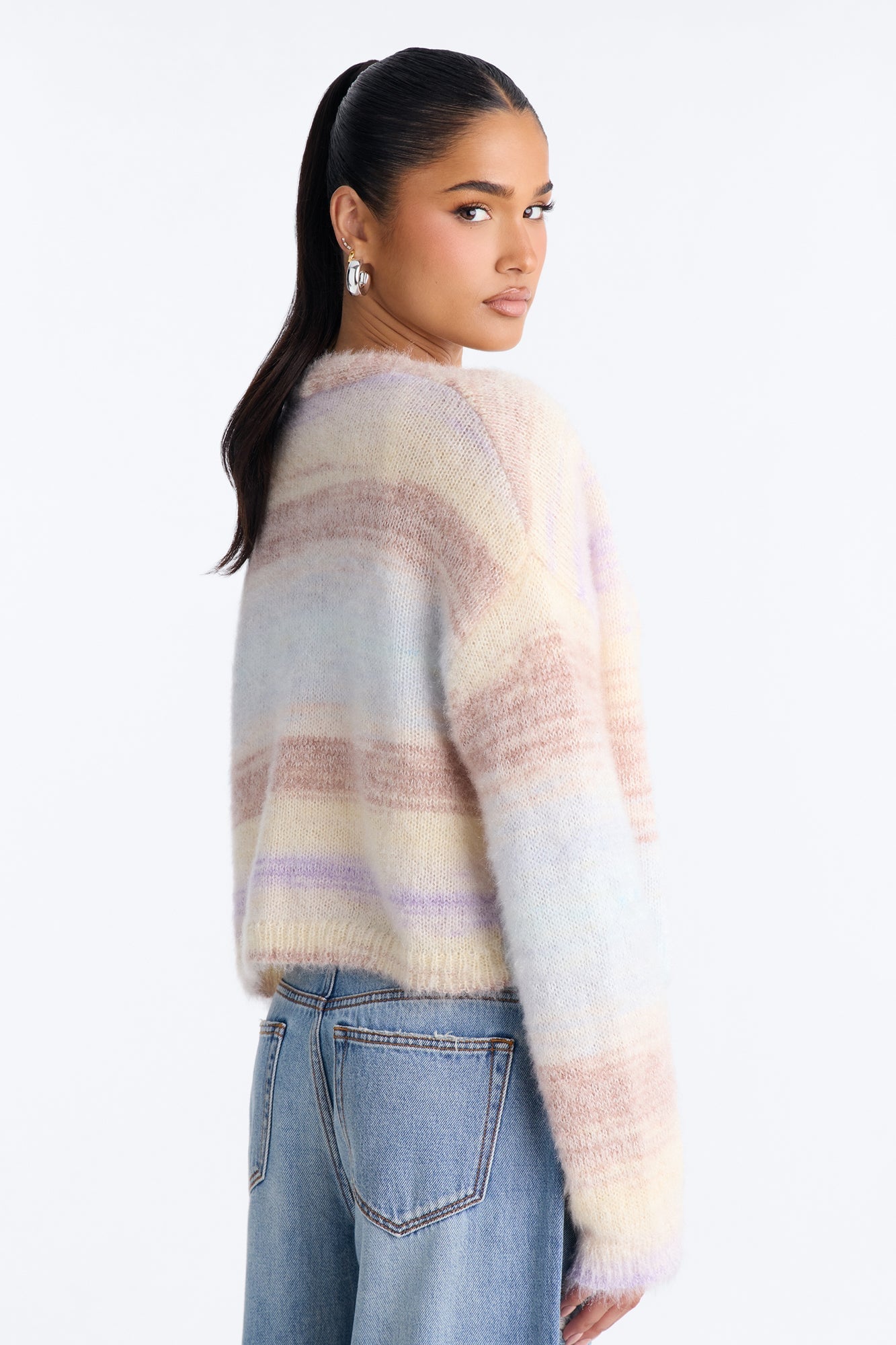 Sabriya Spacedye Cropped Cardigan - Blue/combo image 7