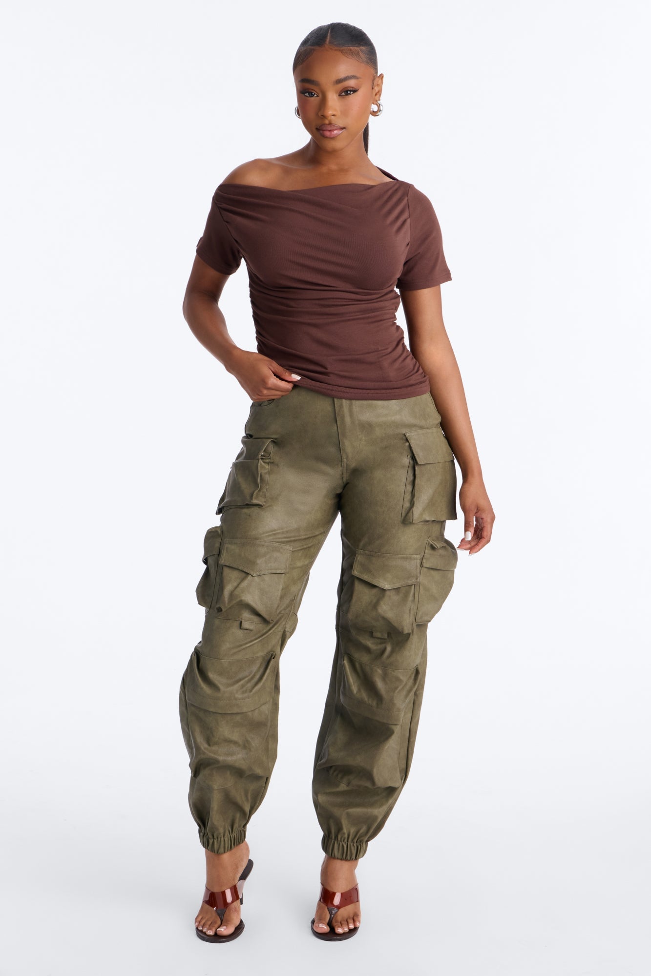 Don't Mind Me One Shoulder Top - Chocolate image 6