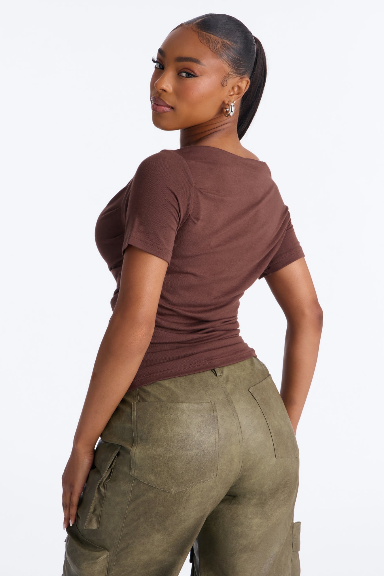 Don't Mind Me One Shoulder Top - Chocolate image 8